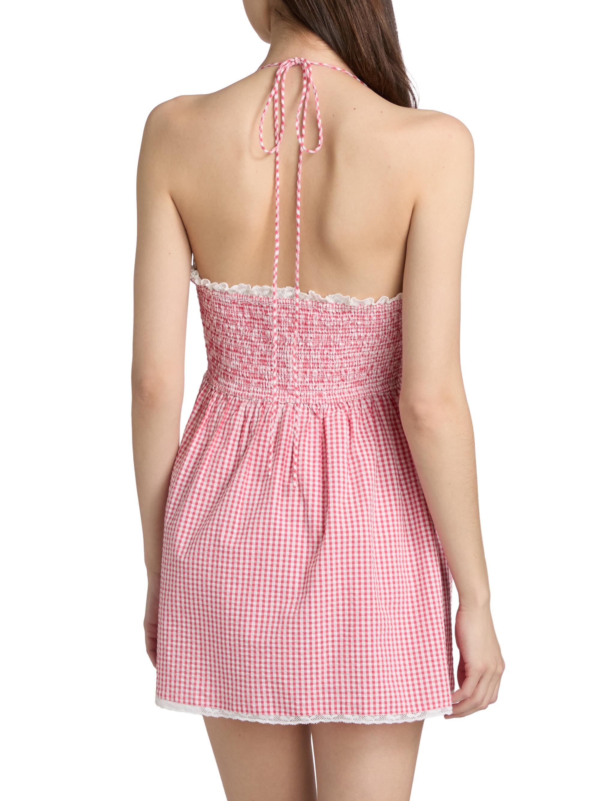 LoveShackFancy Women's Khloe Gingham Cotton Minidress - Berry Bramble | Thumbnail 5