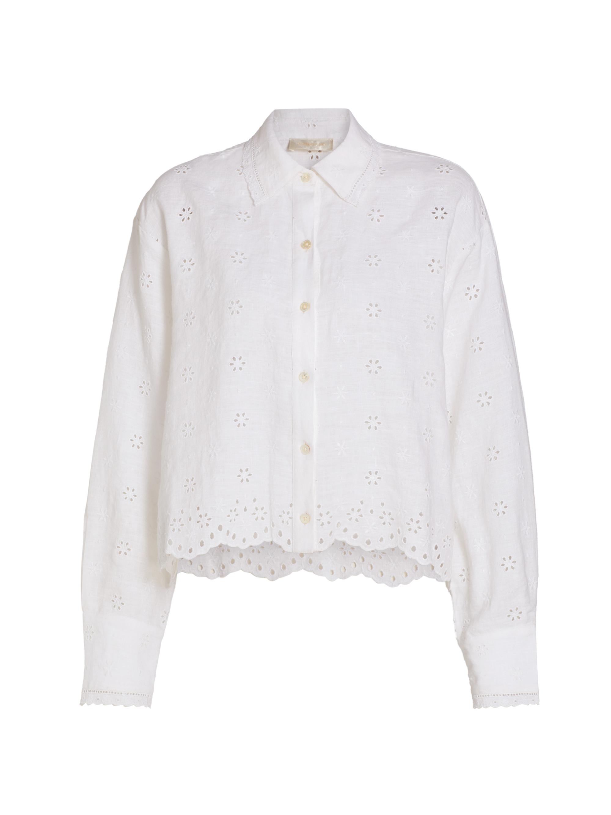 LoveShackFancy Women's Delano Eyelet Linen Button-Front Shirt - Optic White