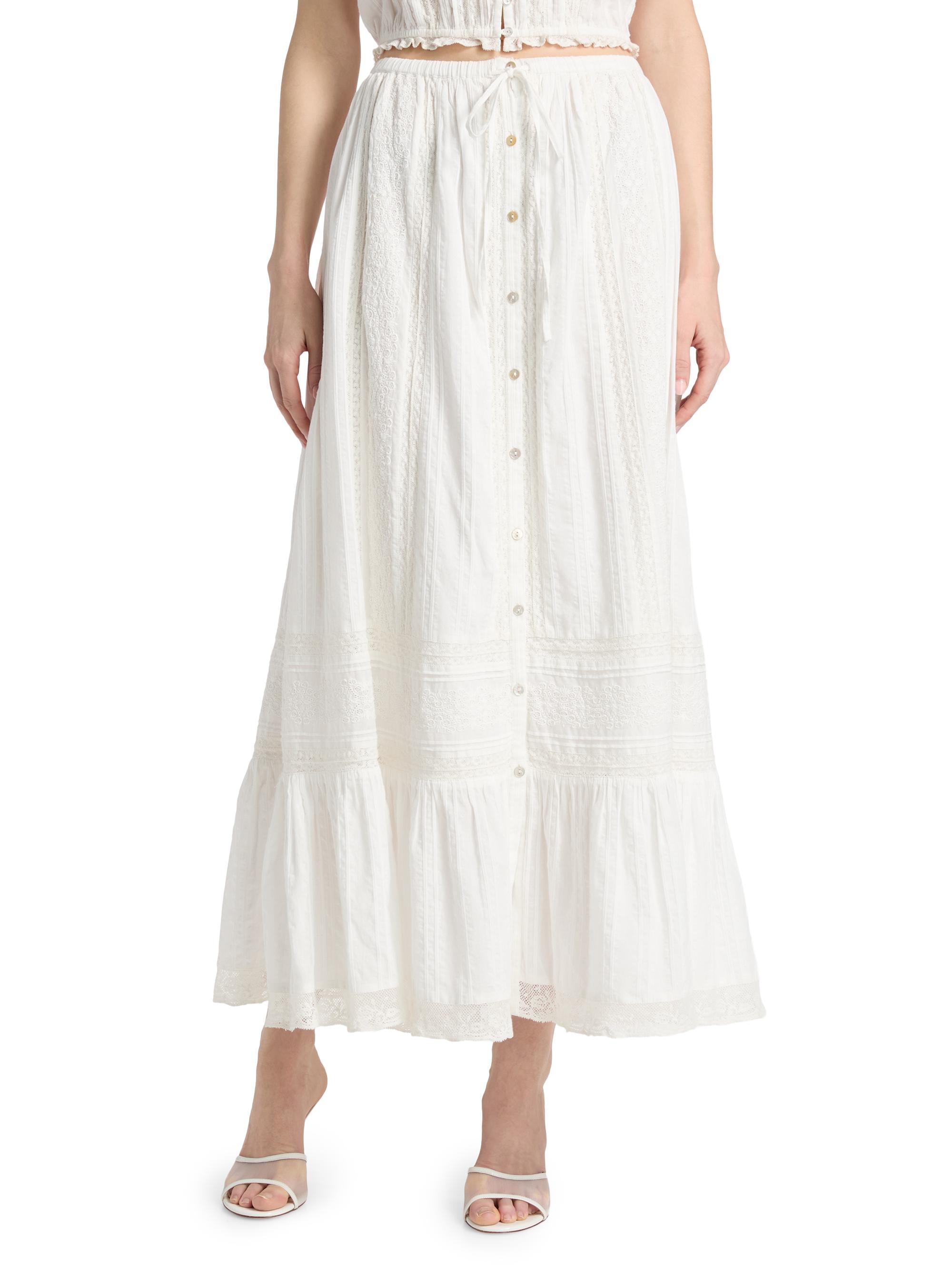 LoveShackFancy Women's Brina Lace Cotton Maxi Skirt - Optic White | Thumbnail 3