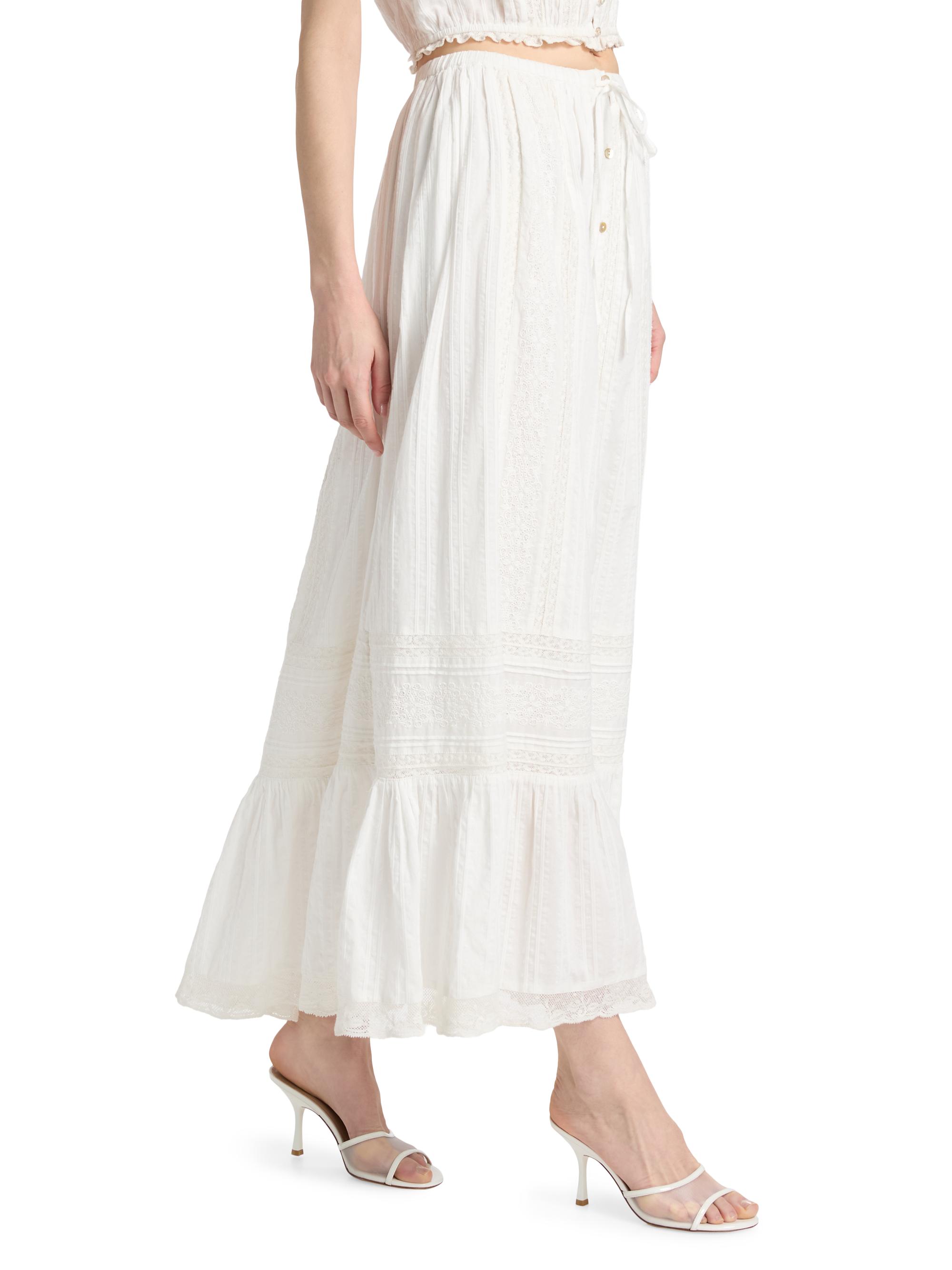 LoveShackFancy Women's Brina Lace Cotton Maxi Skirt - Optic White | Thumbnail 4