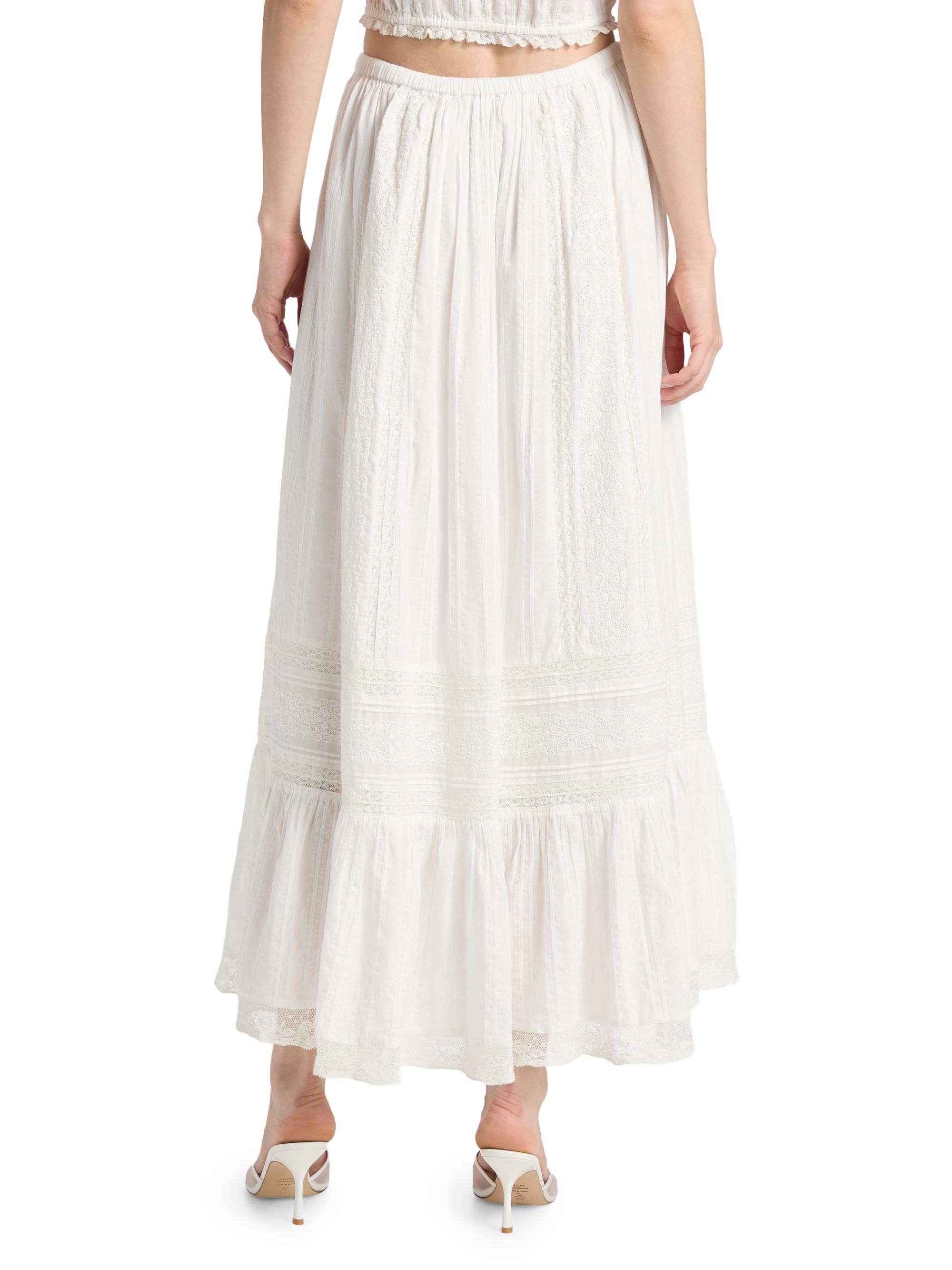 LoveShackFancy Women's Brina Lace Cotton Maxi Skirt - Optic White | Thumbnail 5