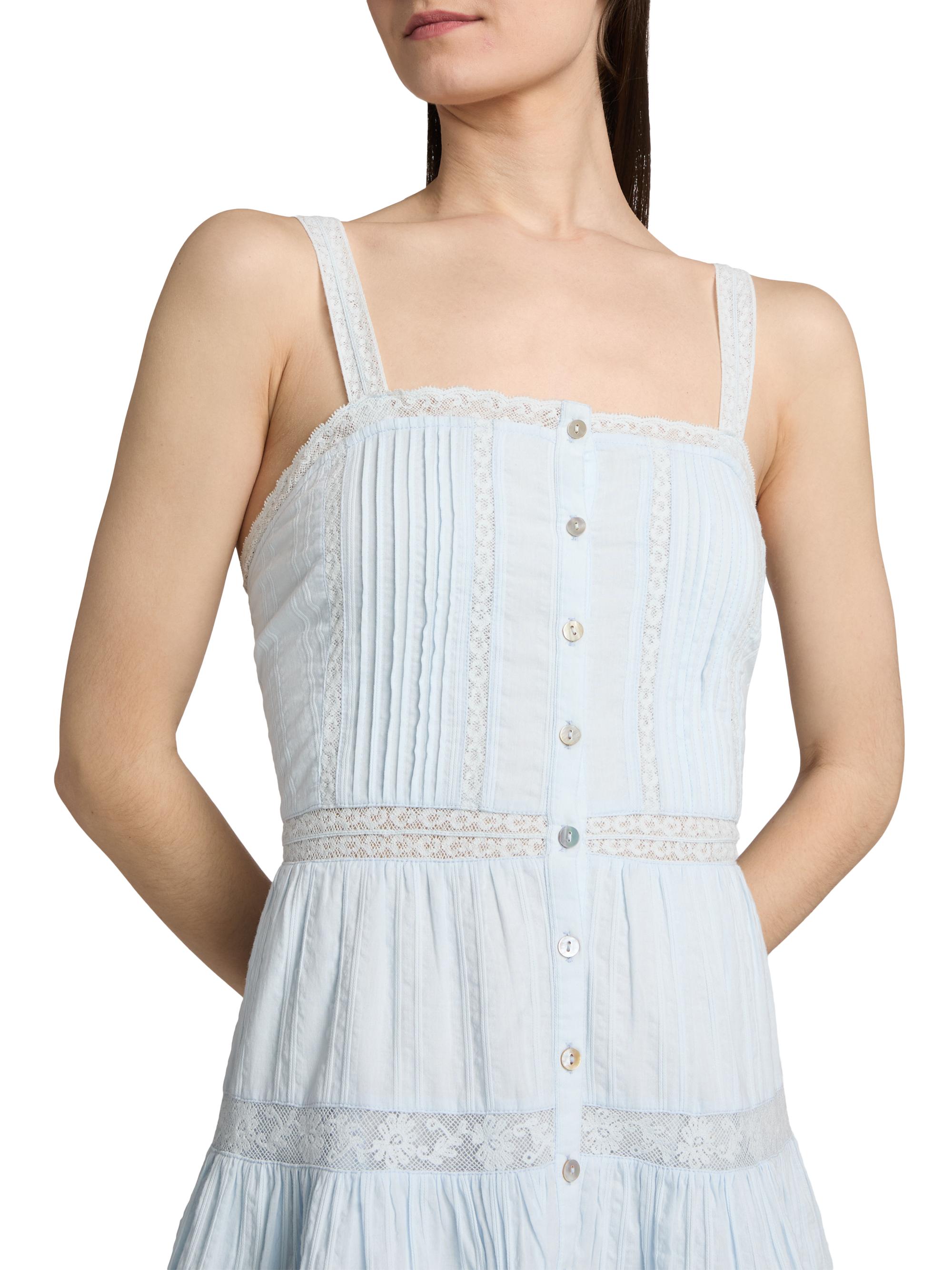 LoveShackFancy Women's Charlize Lace Cotton Tiered Minidress - Blue Finch | Thumbnail 6