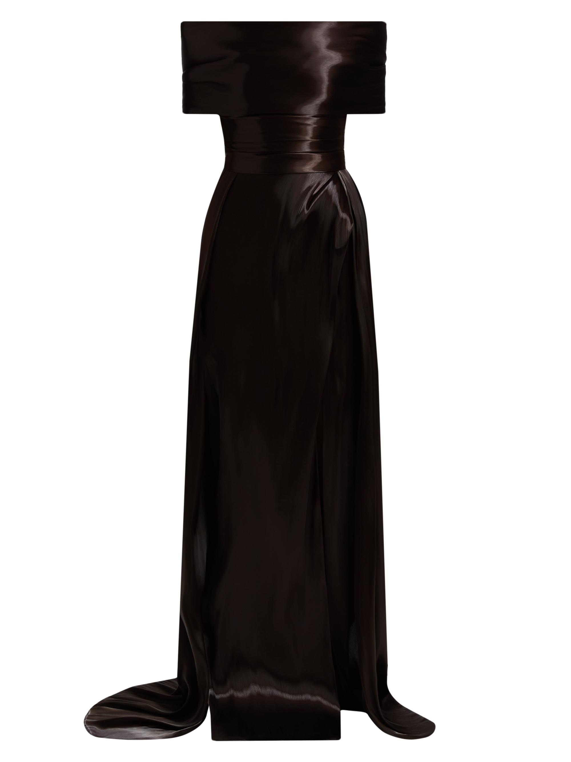Pamella Roland Women's Liquid Organza Off-The-Shoulder Gown - Chocolate