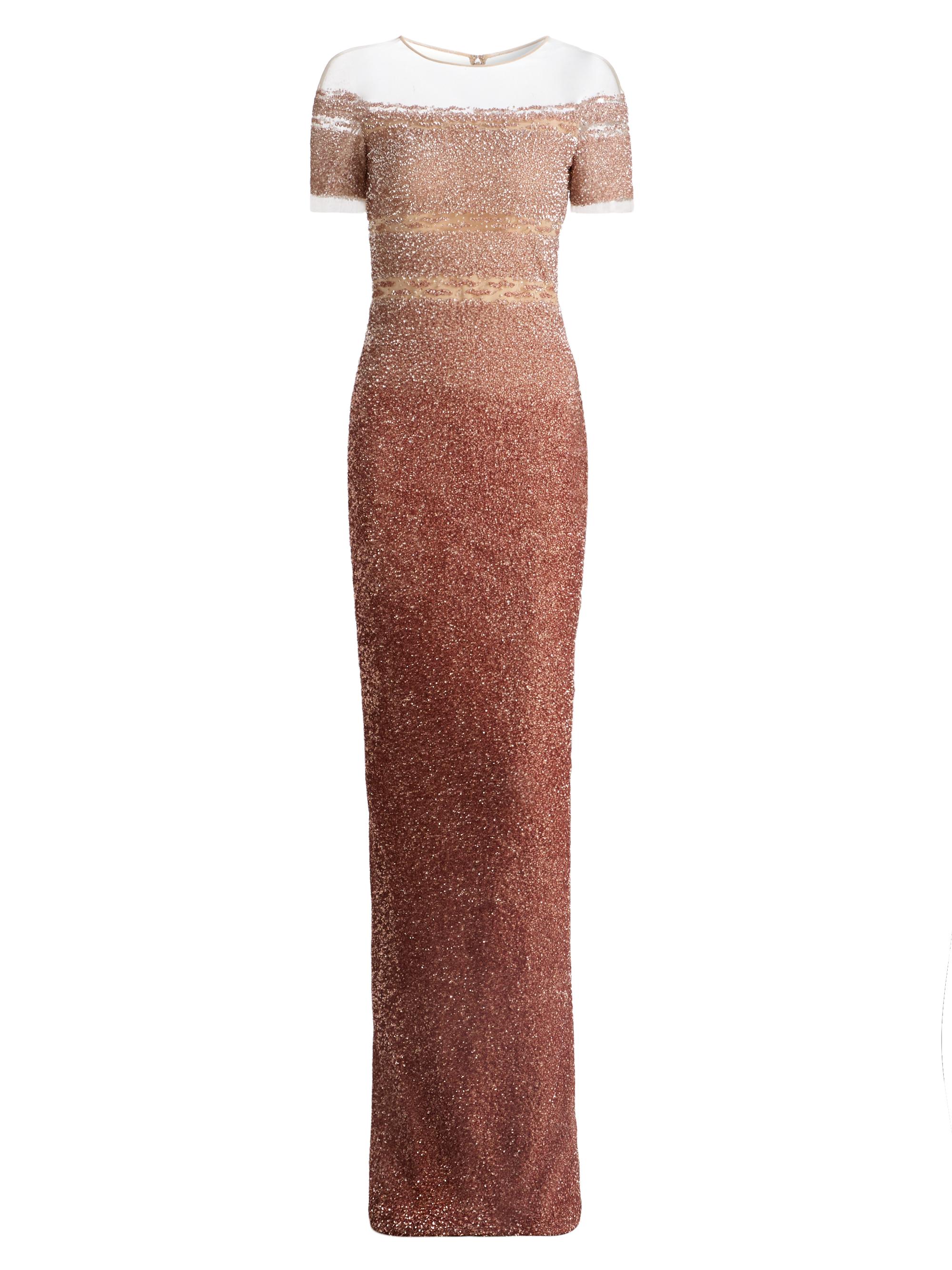 Pamella Roland Women's OmbrÃ© Sequined Tulle Column Gown - Copper Multi