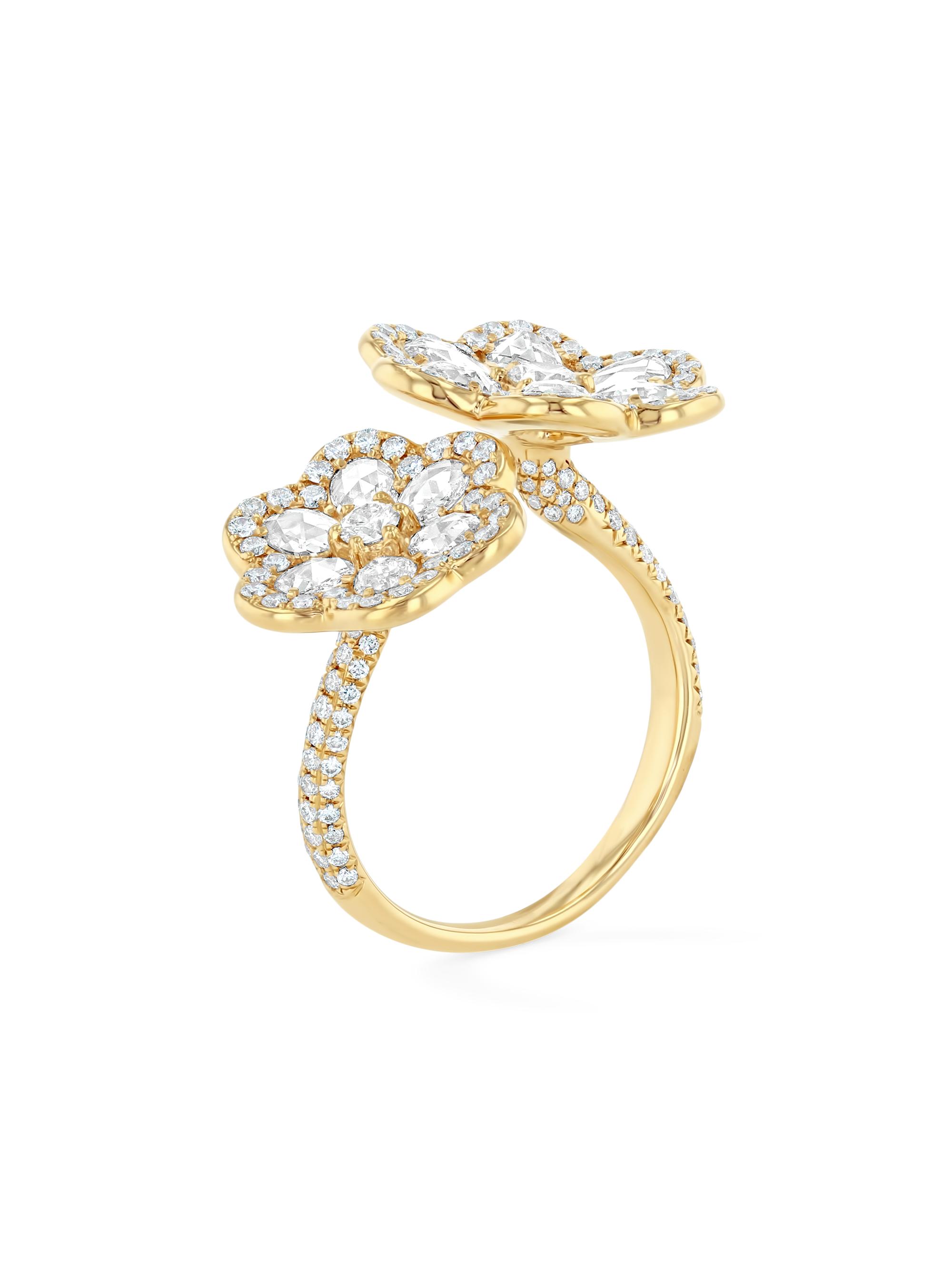 64 Facets Women's Floral 18K Yellow Gold & 1.98 TCW Diamond Ring - Yellow Gold
