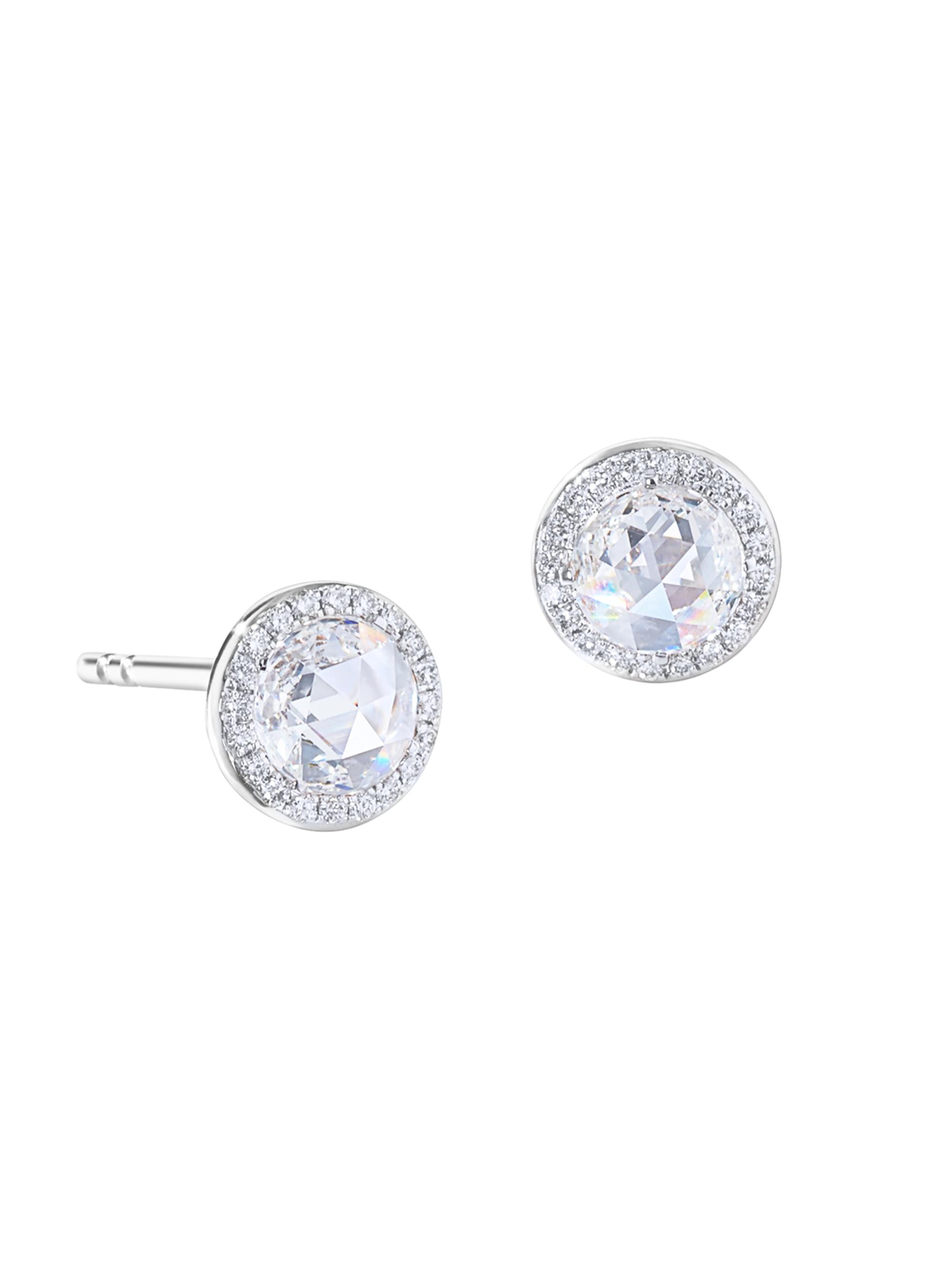 64 Facets Women's Scallop 18K White Gold & 0.85 TCW Diamond Stud Earrings - White Gold