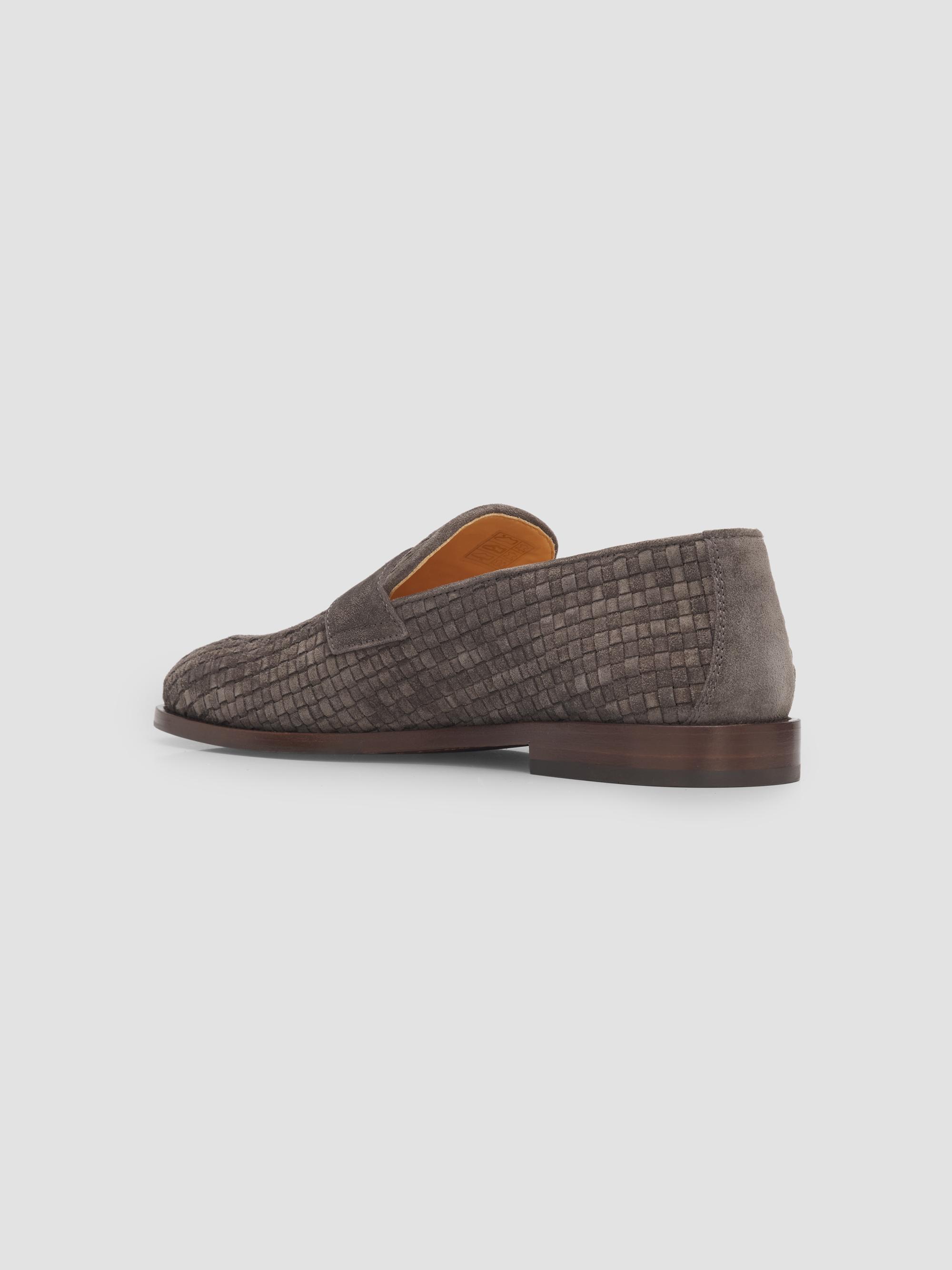 Brunello Cucinelli Men's Woven Suede Penny Loafers - Dark Grey | Thumbnail 2