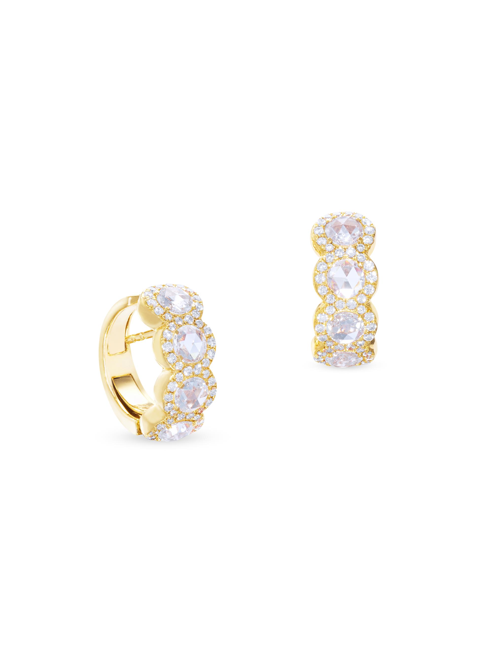 64 Facets Women's Scallop 18K Yellow Gold & 1.05 TCW Diamond Huggie Earrings - Yellow Gold