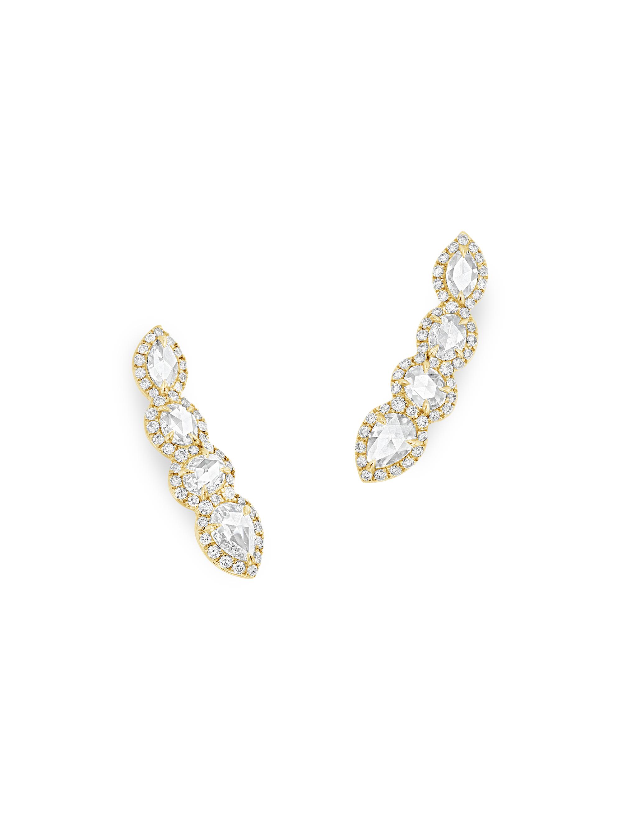 64 Facets Women's Scallop 18K Yellow Gold & 1.20 TCW Diamond Ear Climbers - Yellow Gold