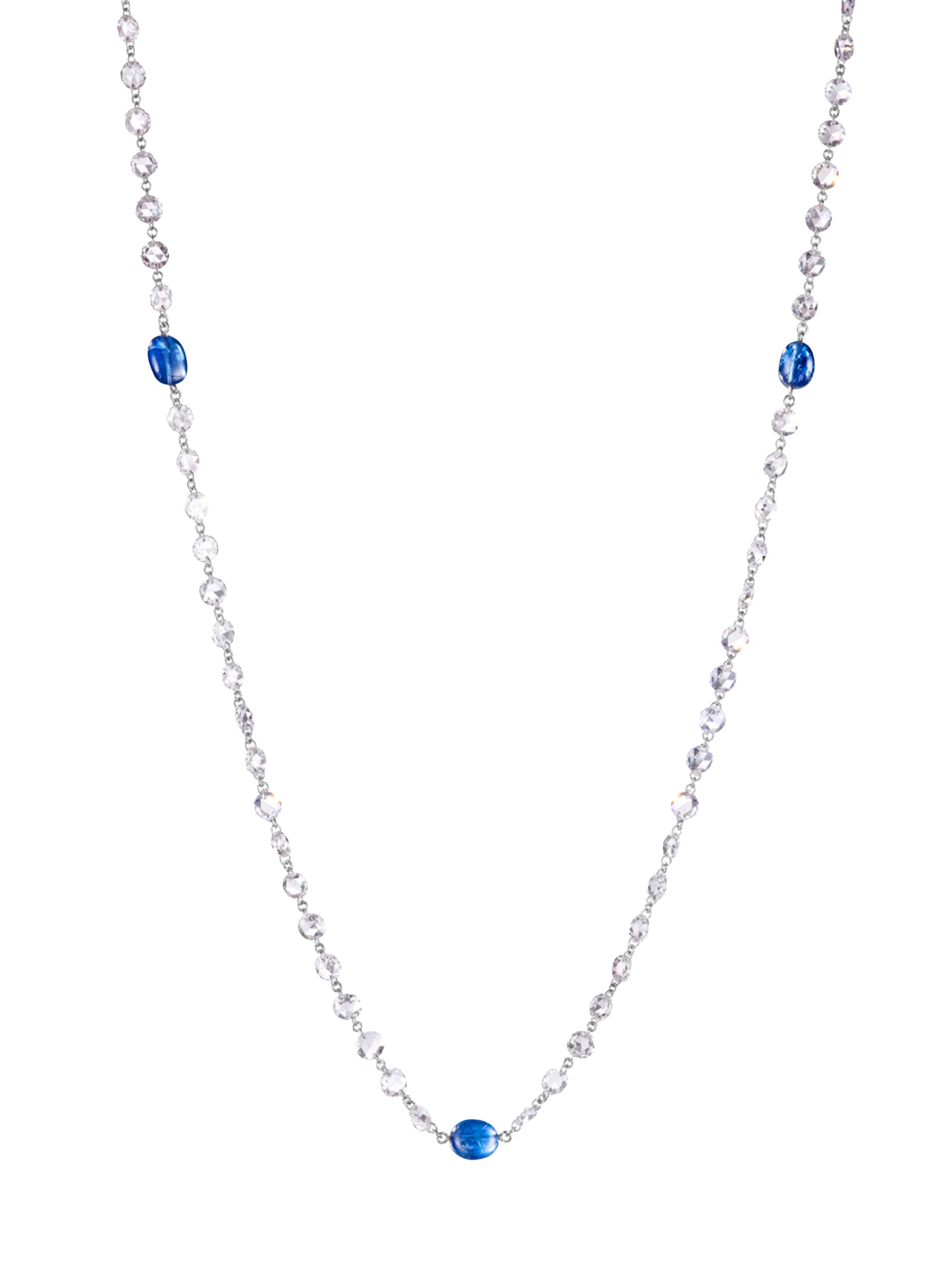 64 Facets Women's Ethereal Platinum, Blue Sapphire & 11.04 TCW Diamond Necklace - Platinum