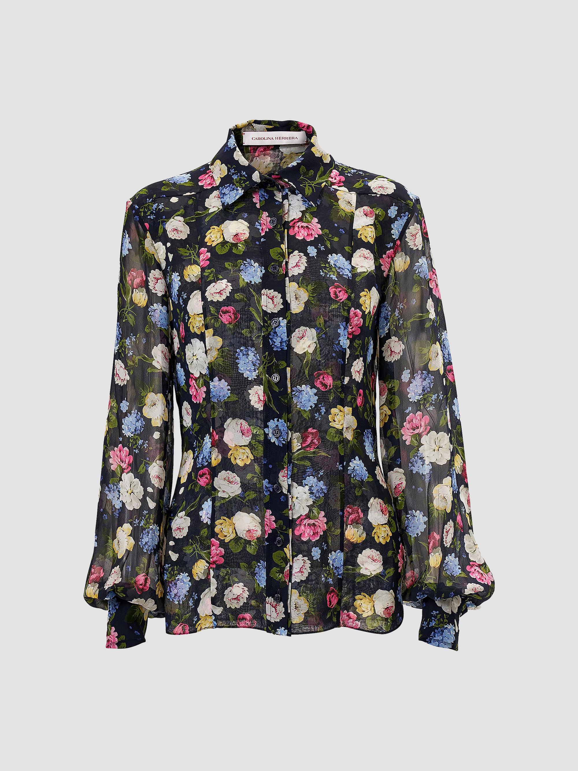 Carolina Herrera Women's Cabana Isabella Floral Silk Shirt - Midnight Multi | Thumbnail 5