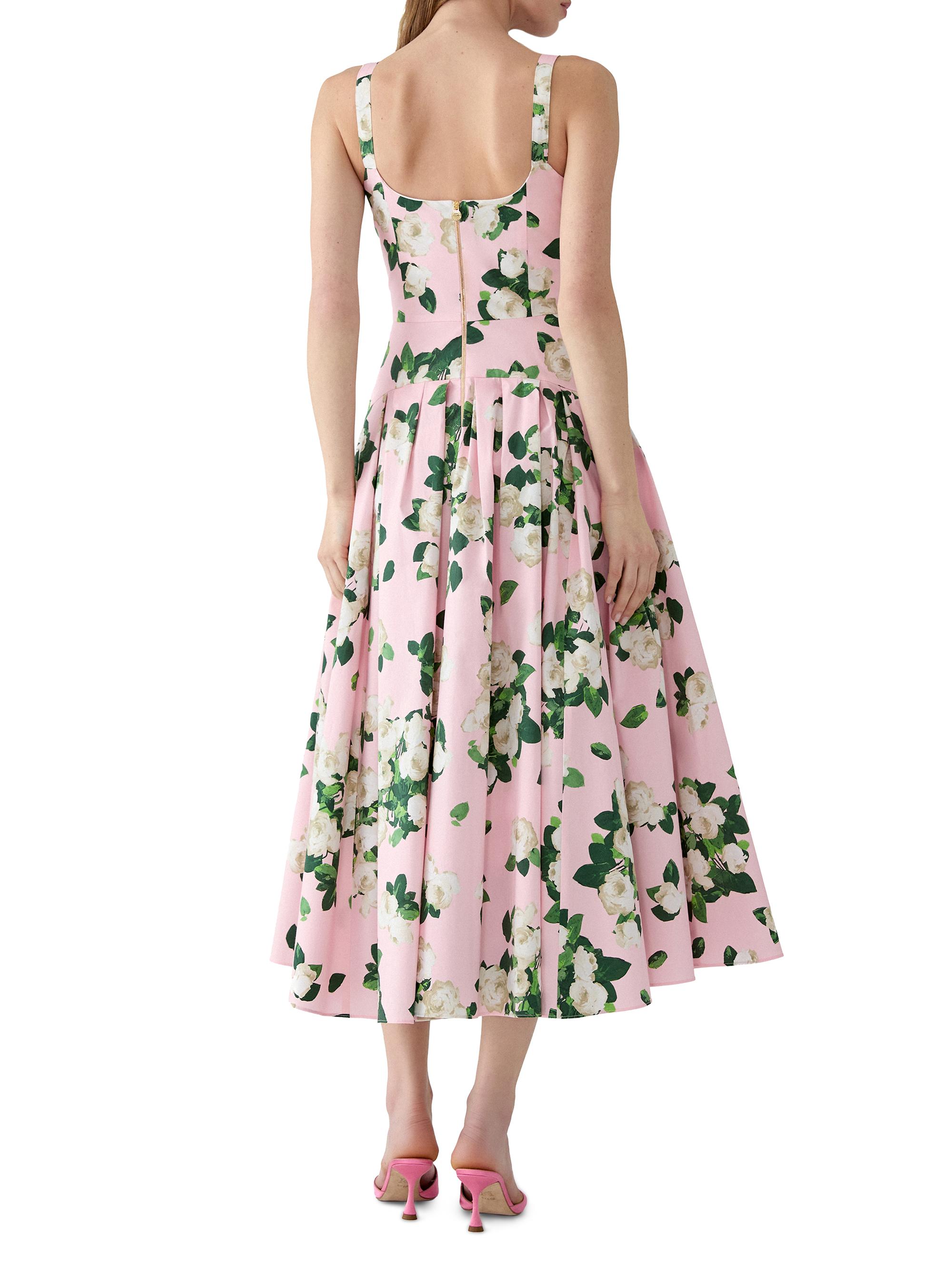 Carolina Herrera Cabana Floral Drop-Waist Thin-Strap Stretch