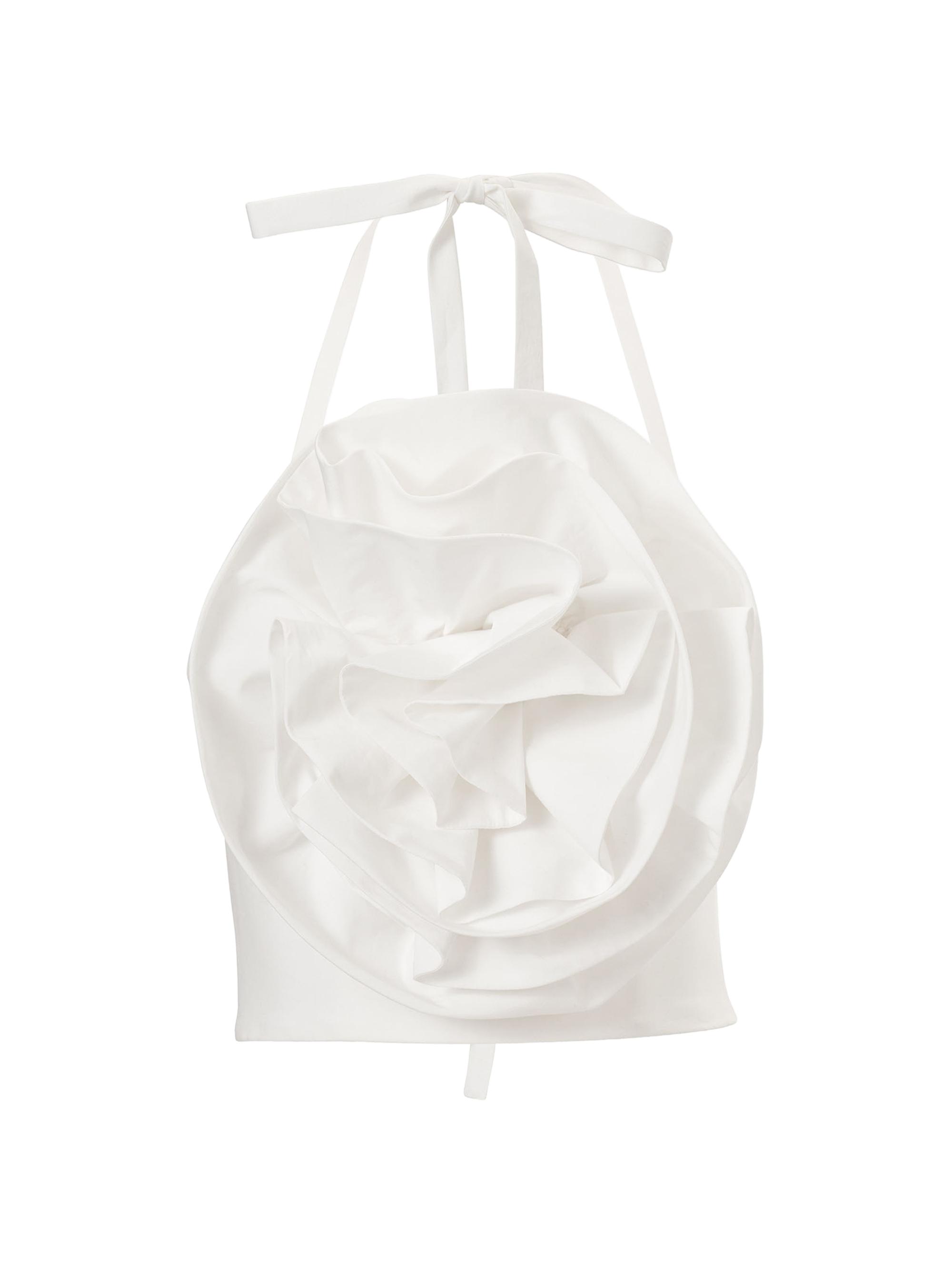 Carolina Herrera Women's Rose Halterneck Cotton-Blend Top - White