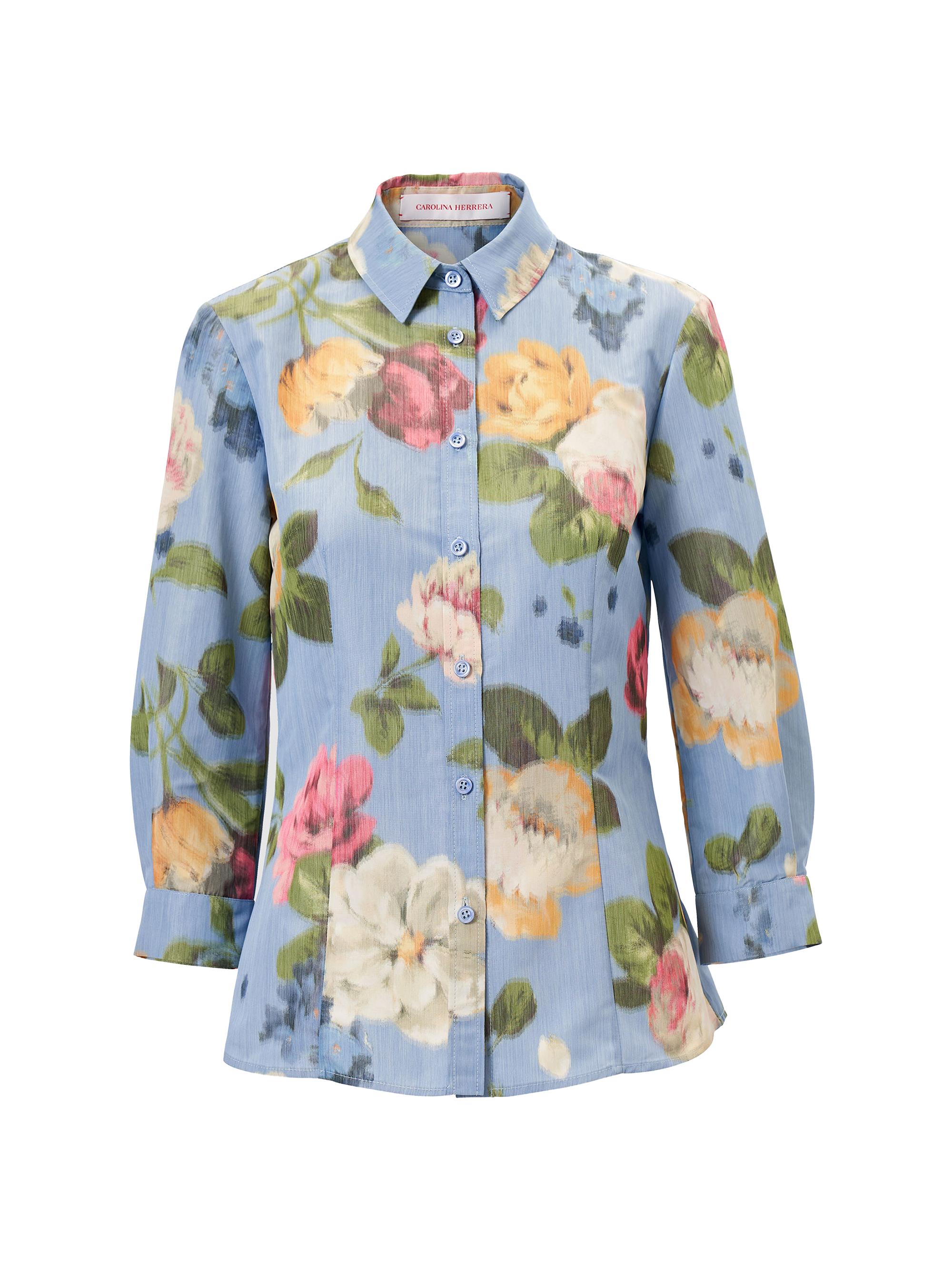 Carolina Herrera Women's Cabana Ana Floral Shirt - Cloudy Blue Multi