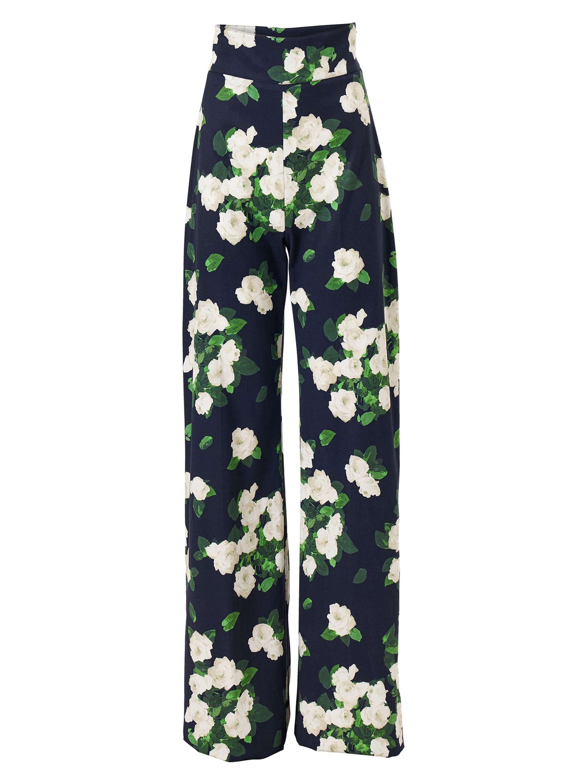 Carolina Herrera Women's Cabana Diane Floral Cotton-Blend Wide-Leg Pants - Midnight Multi