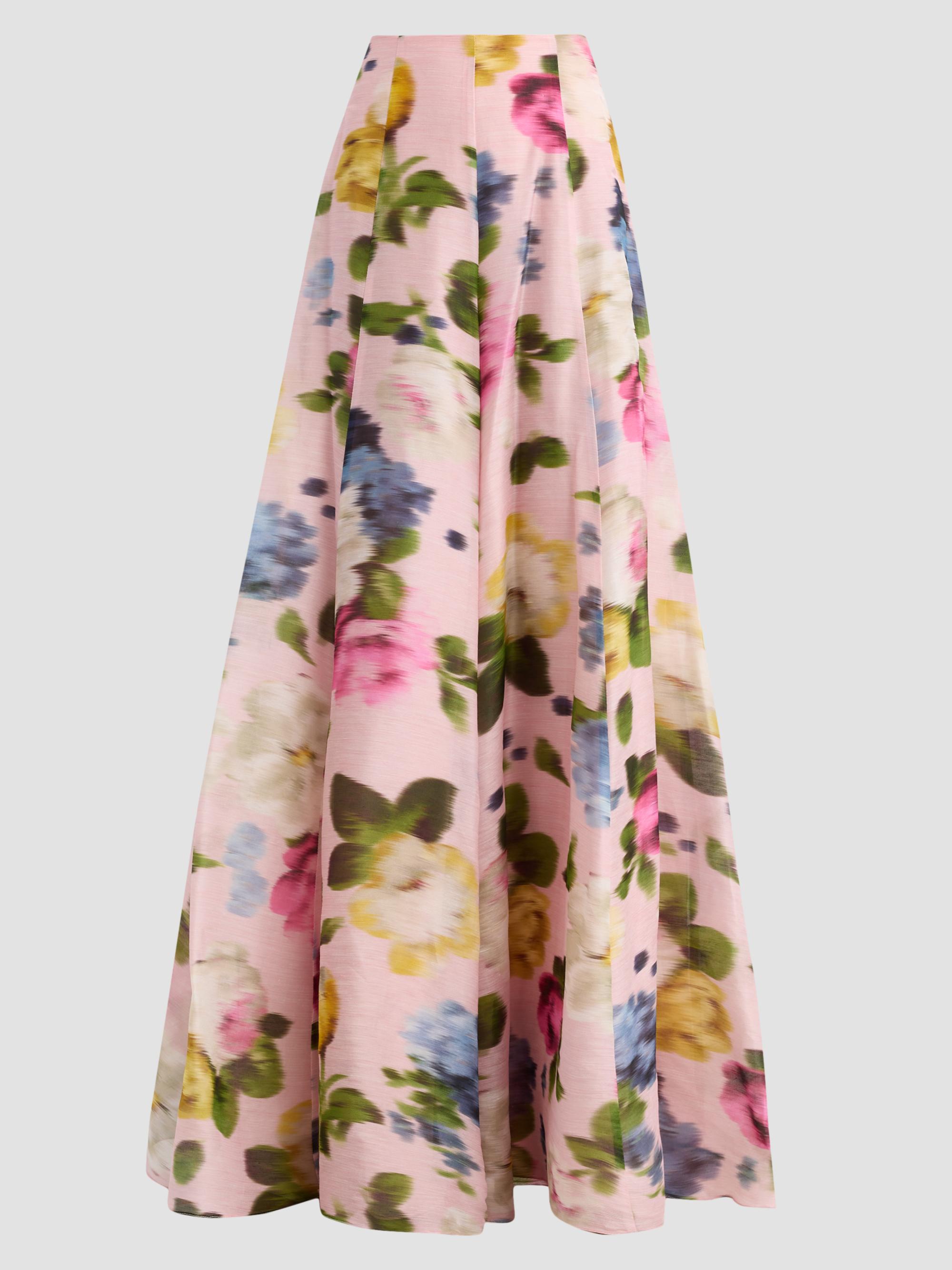 Carolina Herrera Women's Iris Blurred Floral Linen-Silk Pants - Rosewater Multi | Thumbnail 6