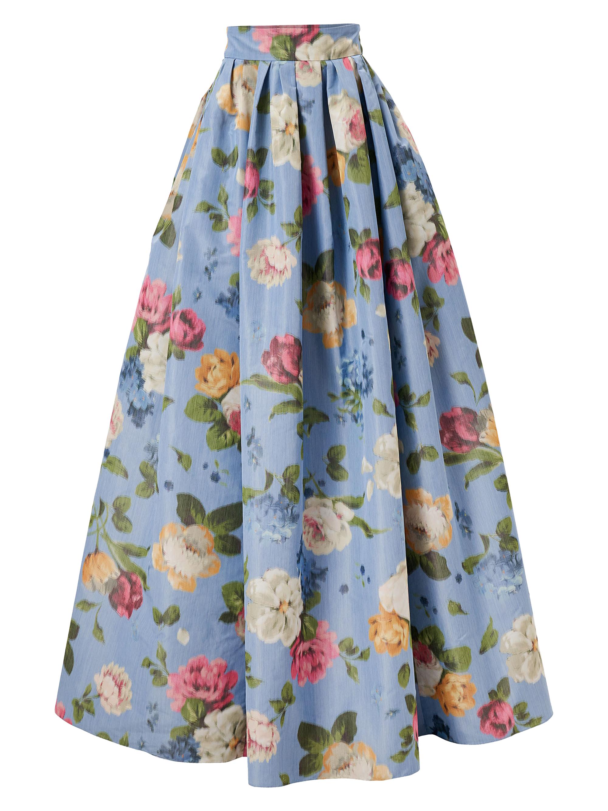 Carolina Herrera Women's Cabana Floral Ballgown Skirt - Cloudy Blue Multi