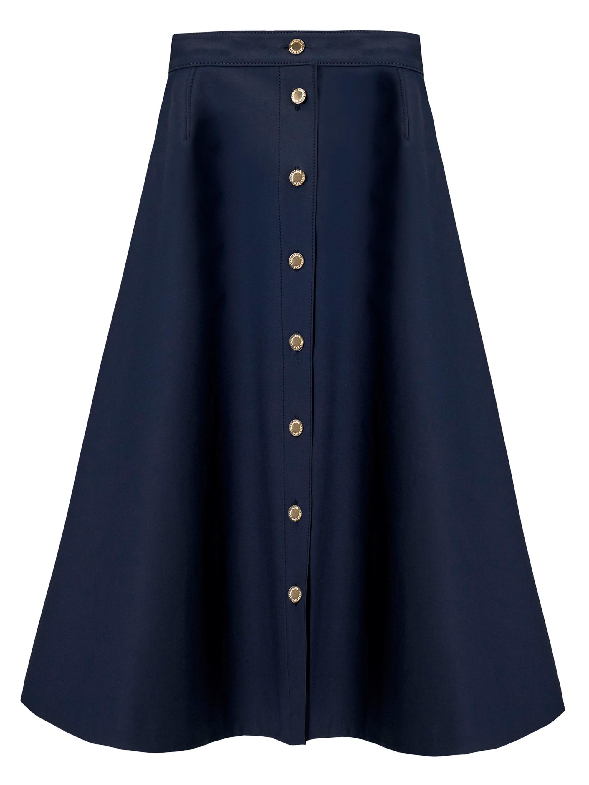 Carolina Herrera Women's Cabana Button-Front Stretch-Cotton Midi-Skirt - Midnight