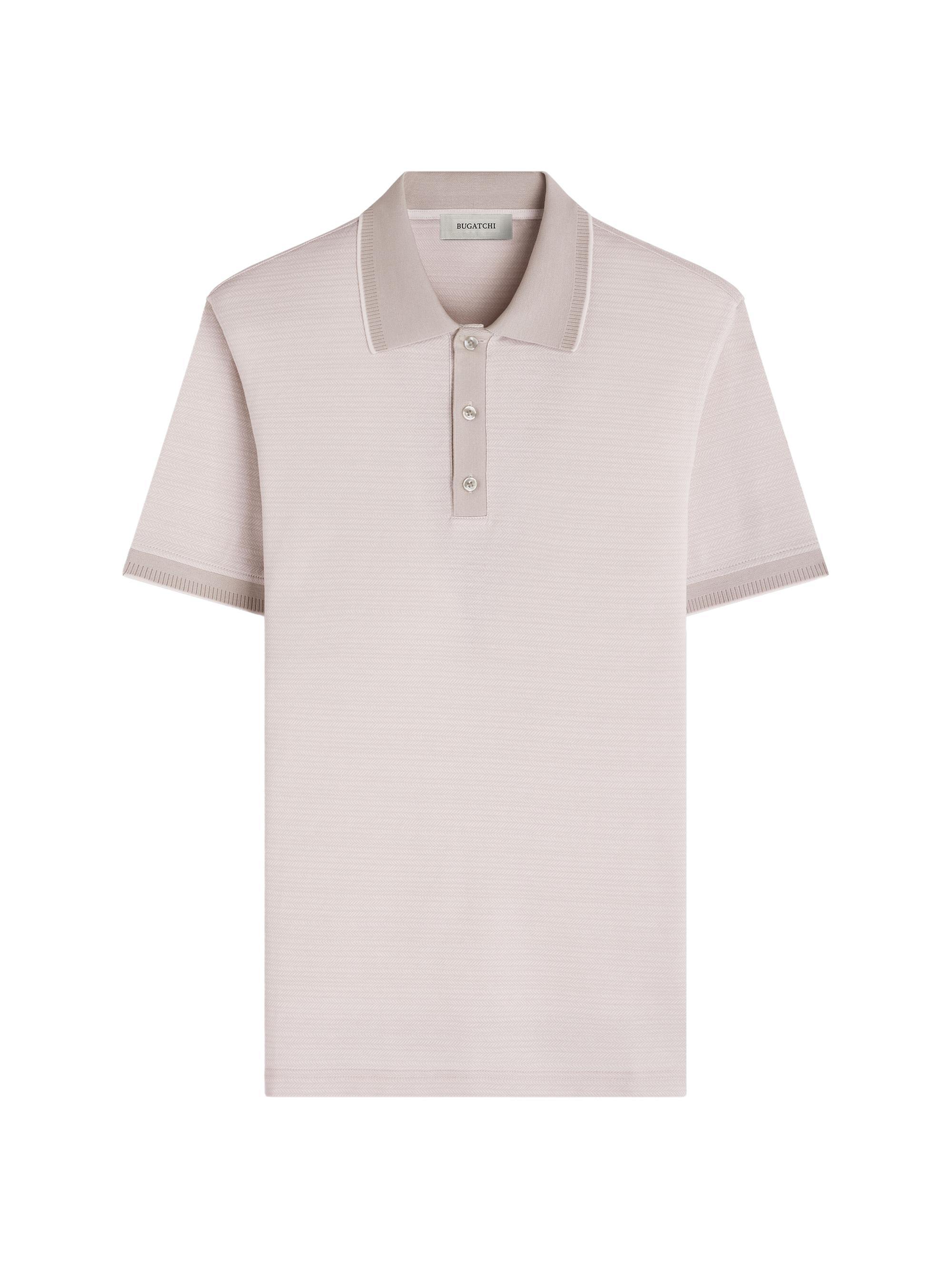 Bugatchi Men's Jacquard Herringbone Polo Shirt - Limestone