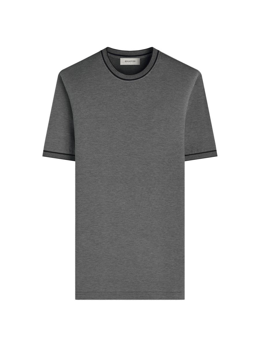 Bugatchi Men's Micro-check Cotton Crewneck T-shirt In Black