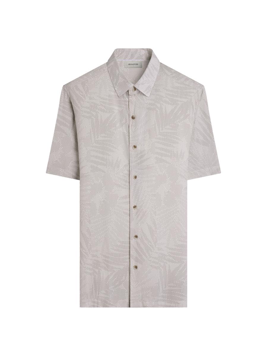 Bugatchi Men's Vero Micro-dot Palm Print Shirt In White