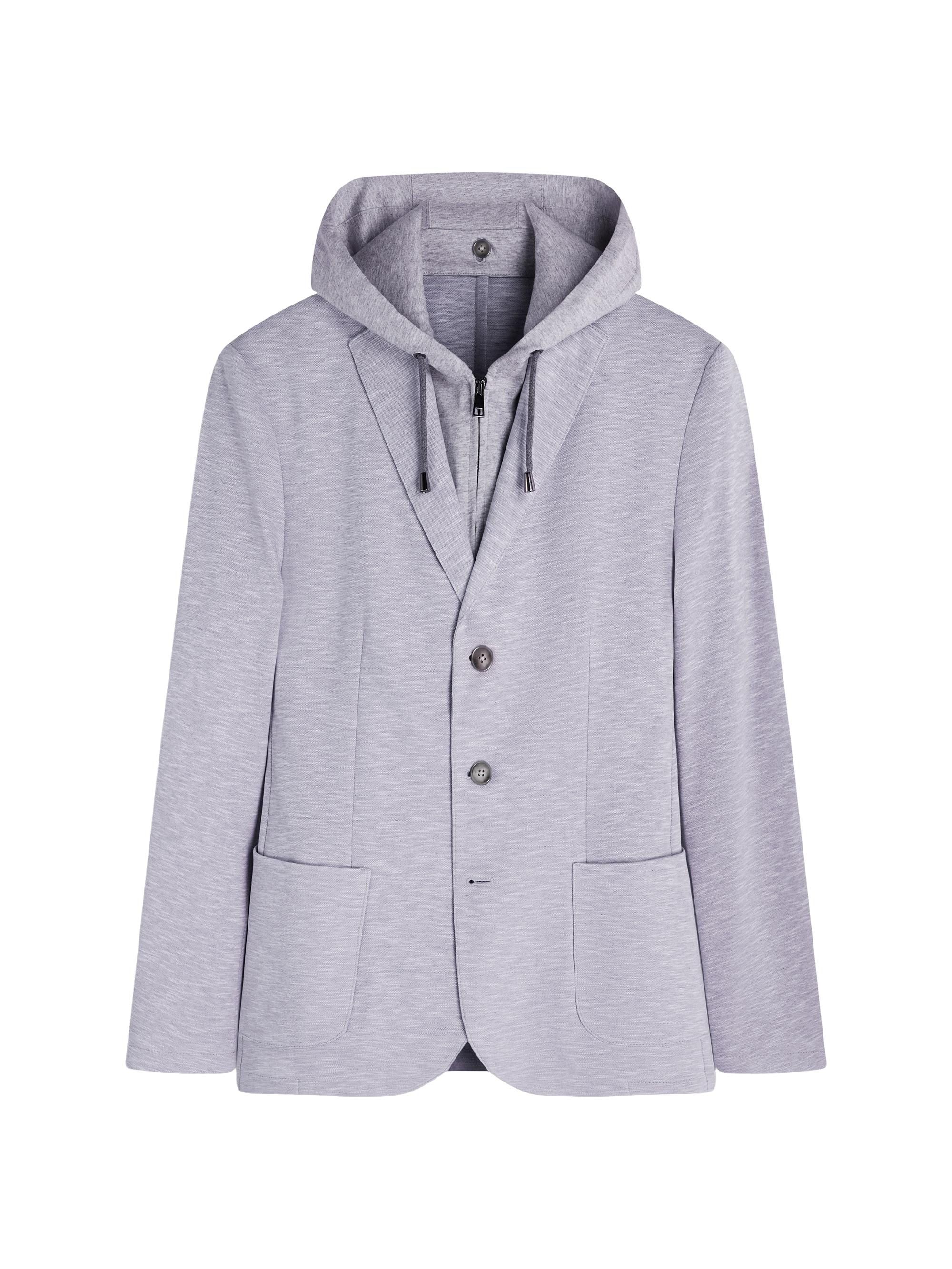 Bugatchi Men's Cotton Hooded Bib Blazer - Platinum