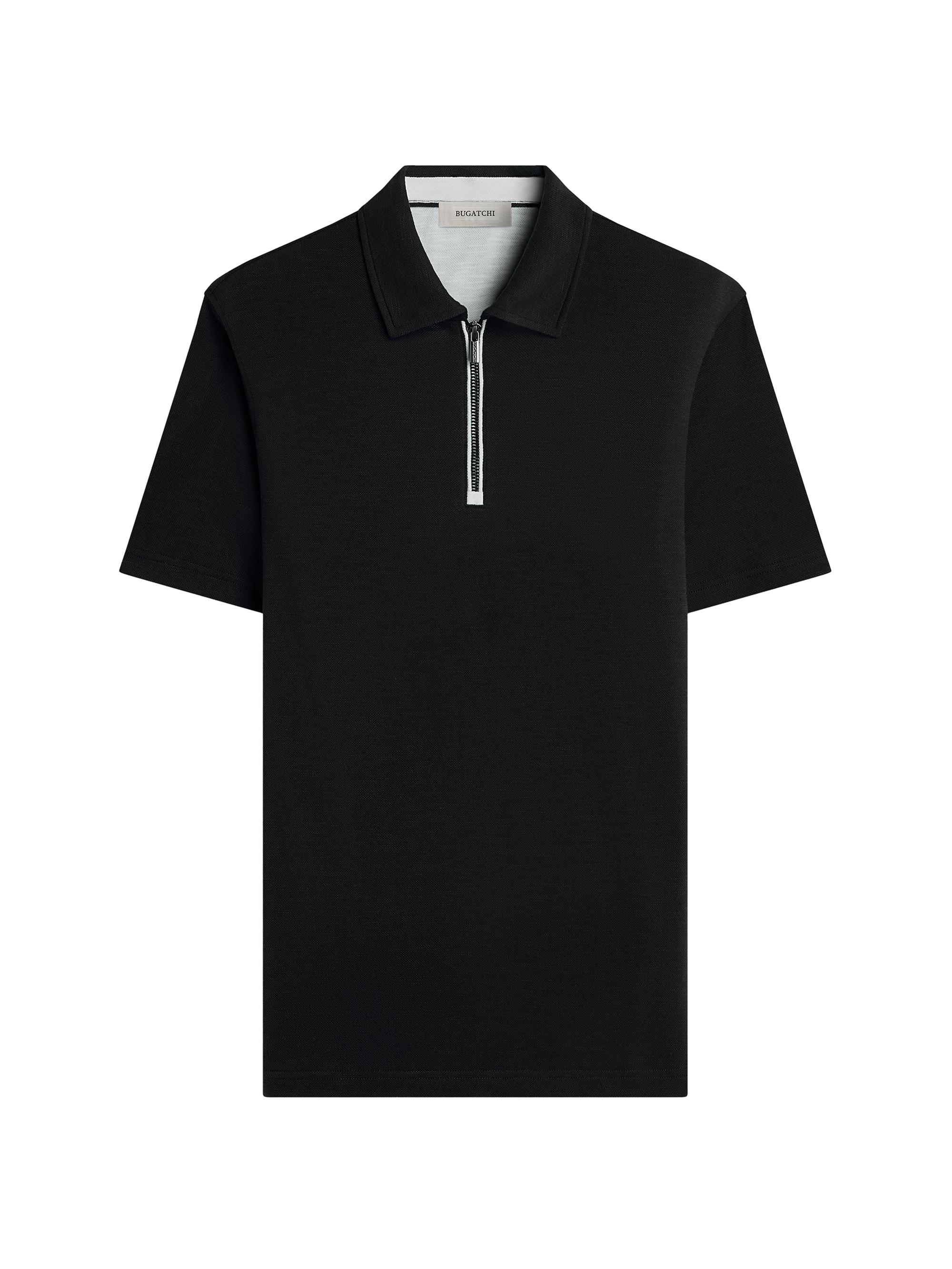 Bugatchi Men's Performance Quarter-Zip Polo Shirt - Black