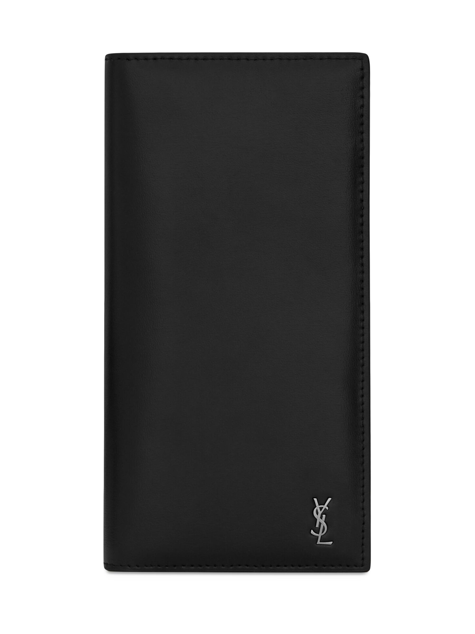Saint Laurent Men's Tiny Cassandre Continental Wallet in Matte Leather - Black