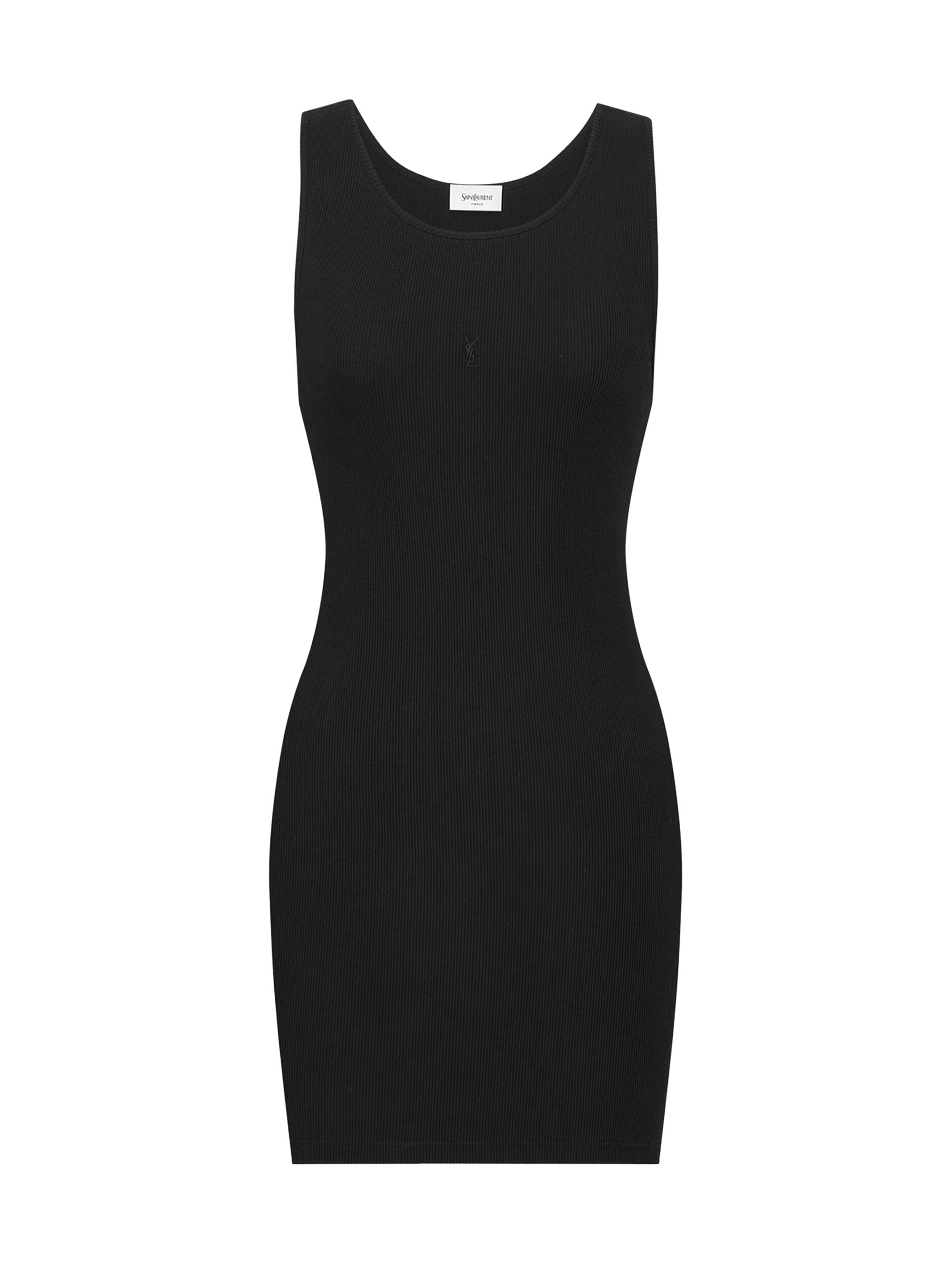 Saint Laurent Women's Cassandre Tank Dress in Ribbed Cotton Jersey - Noir