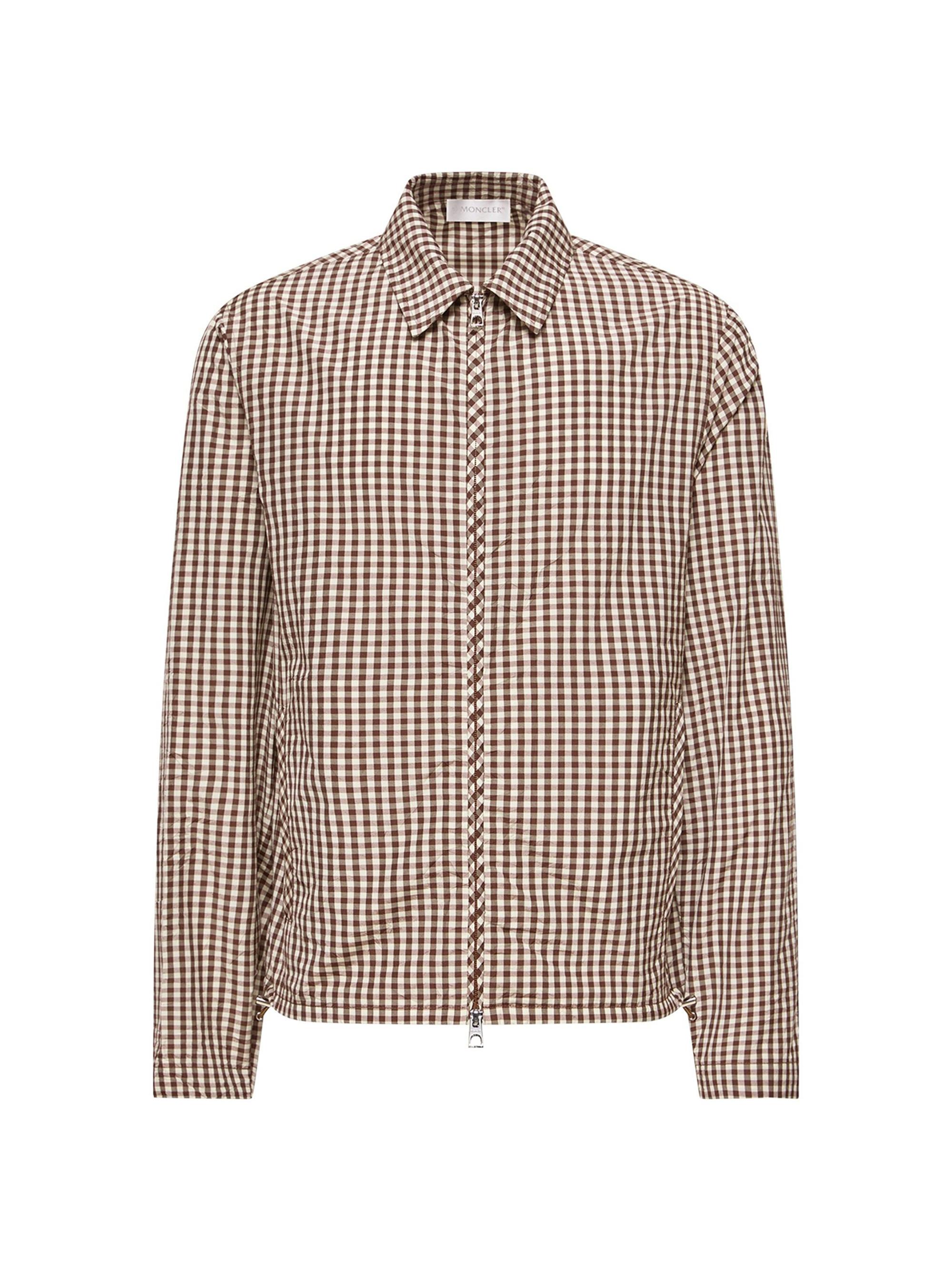 Moncler Men's Zip-Up Shirt in Cotton Blend - White Brown