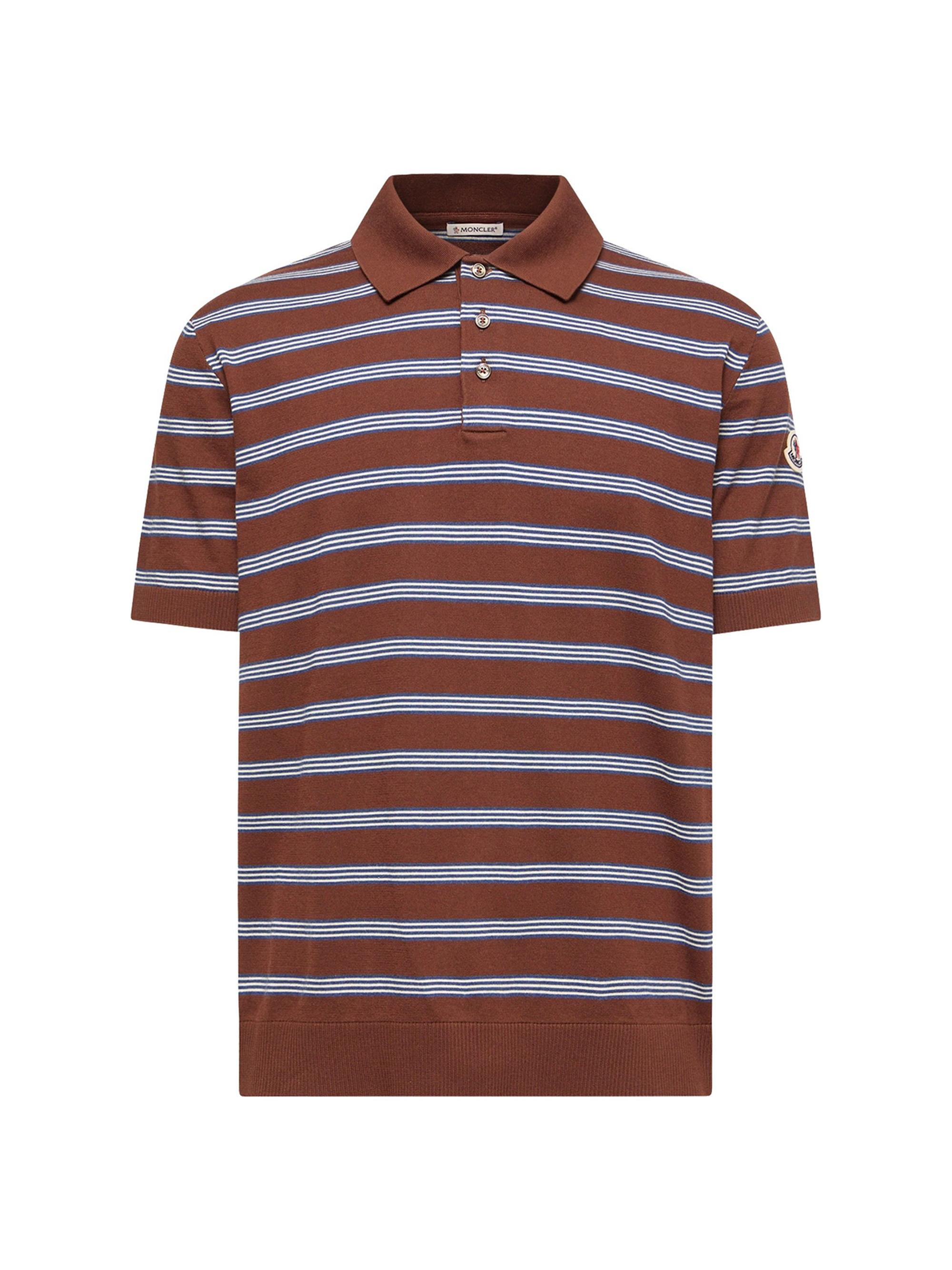 Moncler Men's Polo Shirt in Cotton - Blue Brown