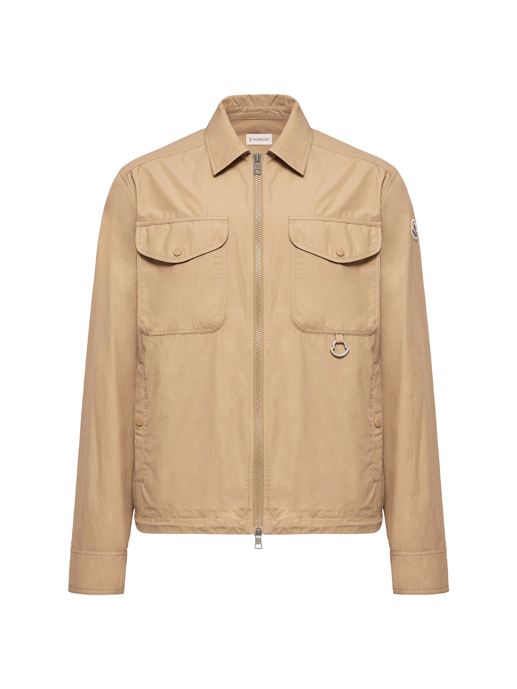 Moncler Men's Zip-Up Shirt in Cotton Poplin - Beige