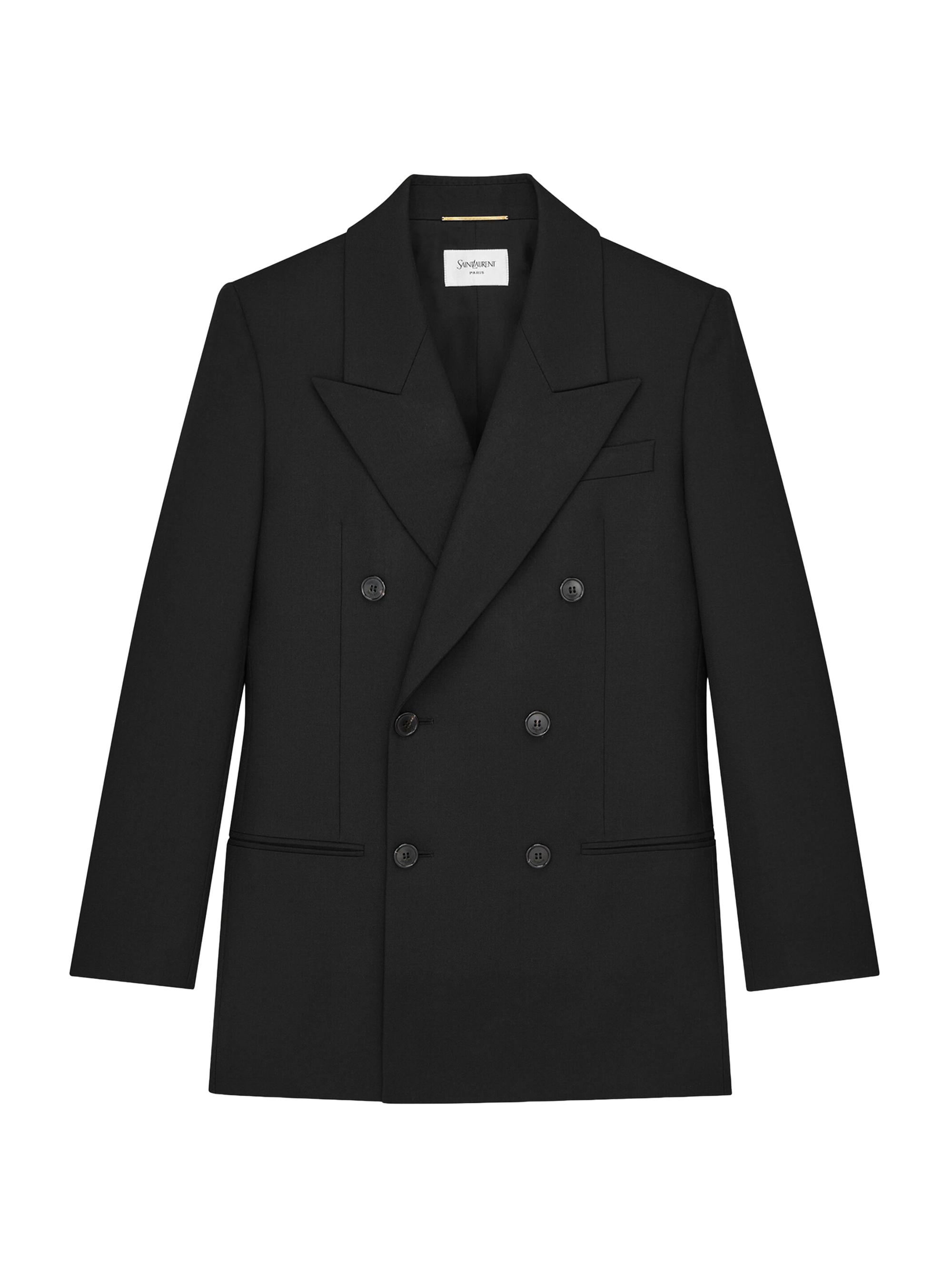 Saint Laurent Women's Double-Breasted Jacket in Wool - Noir