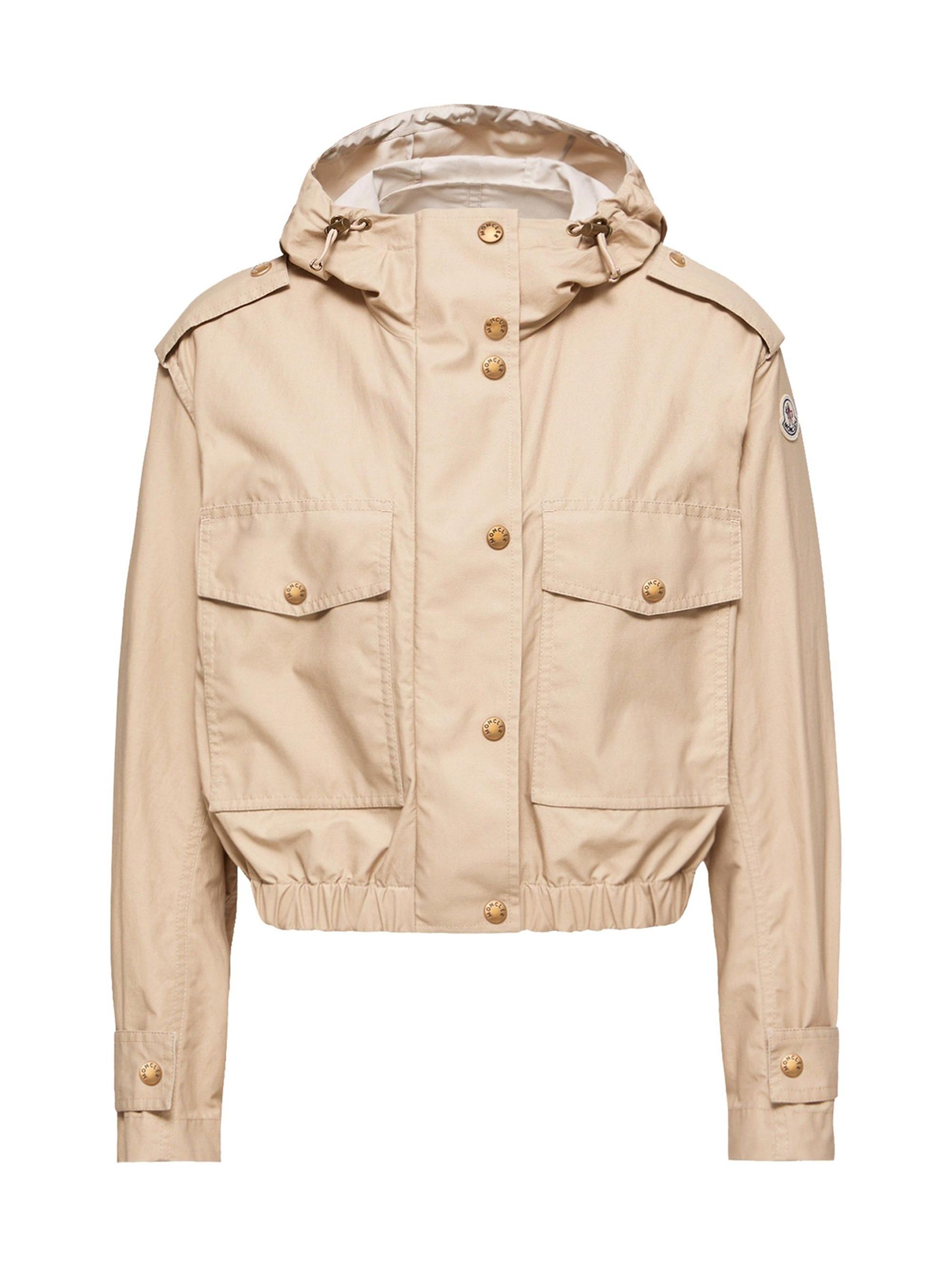 Moncler Women's Carex Jacket in Cotton Blend Poplin - Beige - Women's Clothing