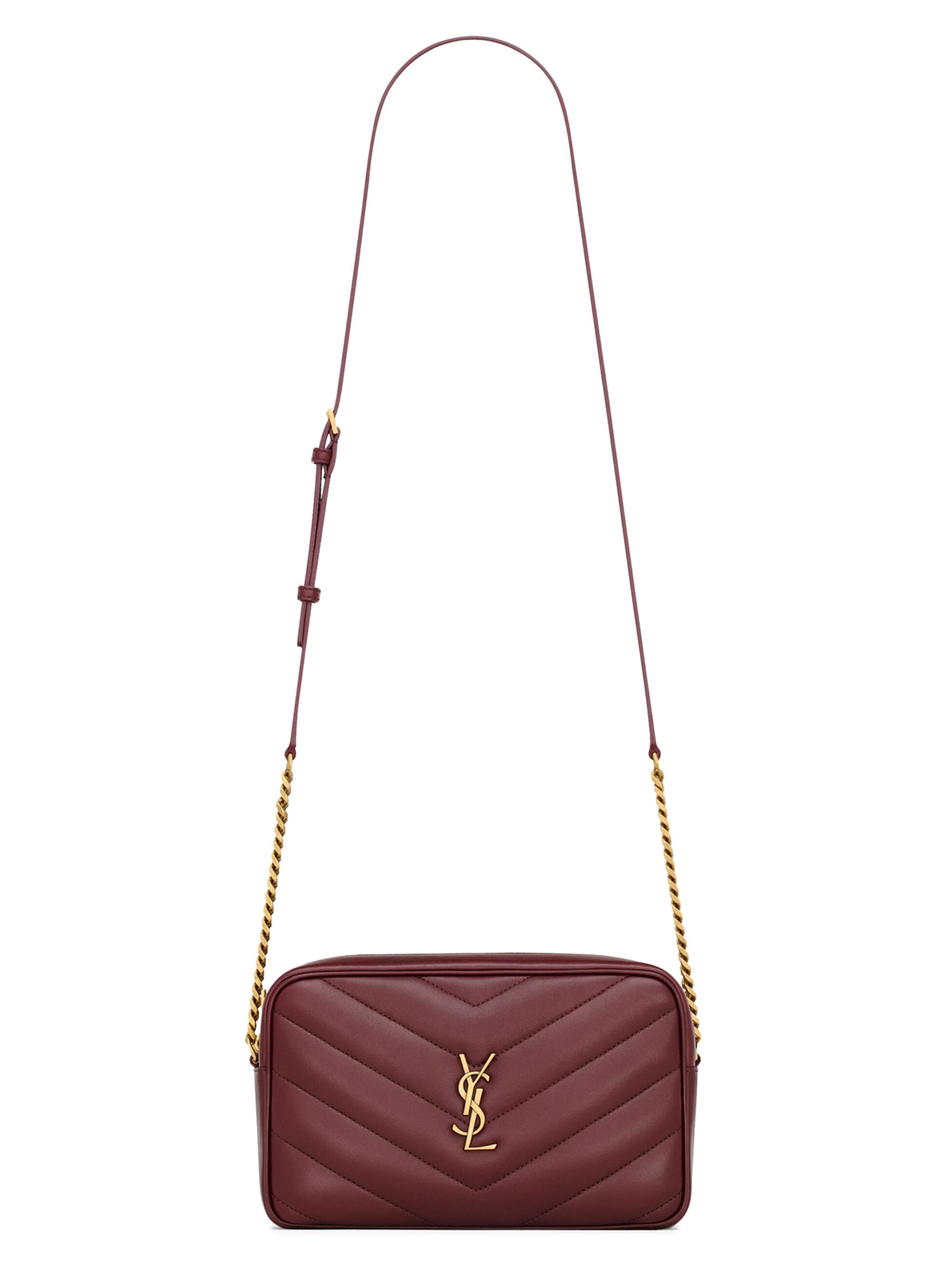 Saint Laurent Women's Loulou Camera Crossbody Bag in Lambskin - Rouge Cabernet