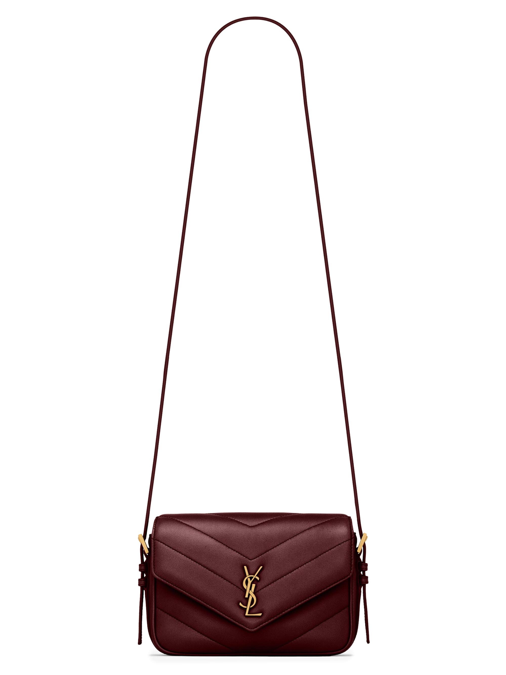 Saint Laurent Women's Loulou Toy Crossbody Bag in Lambskin - Rouge Cabernet