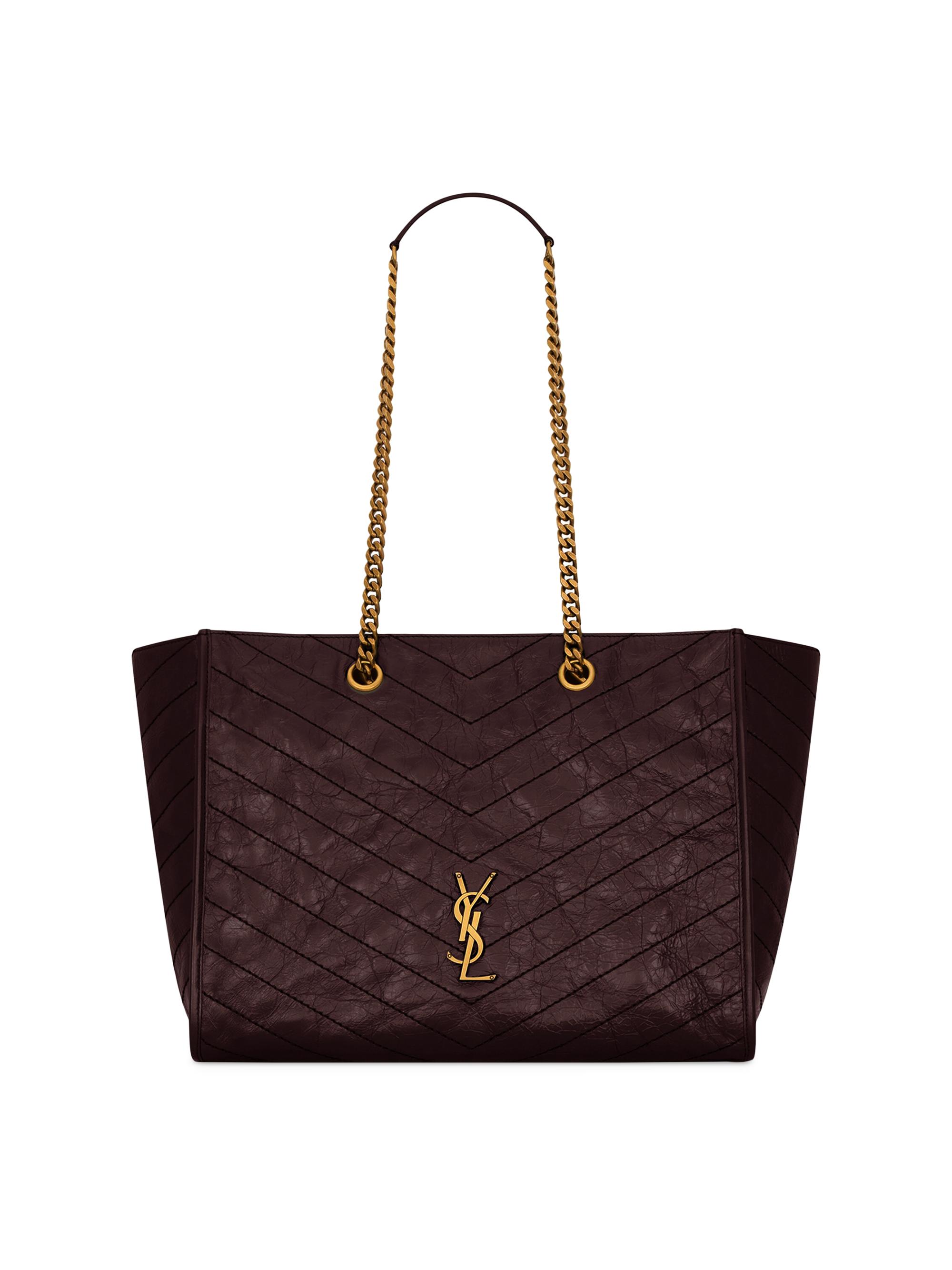 Saint Laurent Women's Niki Shopping Bag in Vintage Leather - Rouge Cabernet
