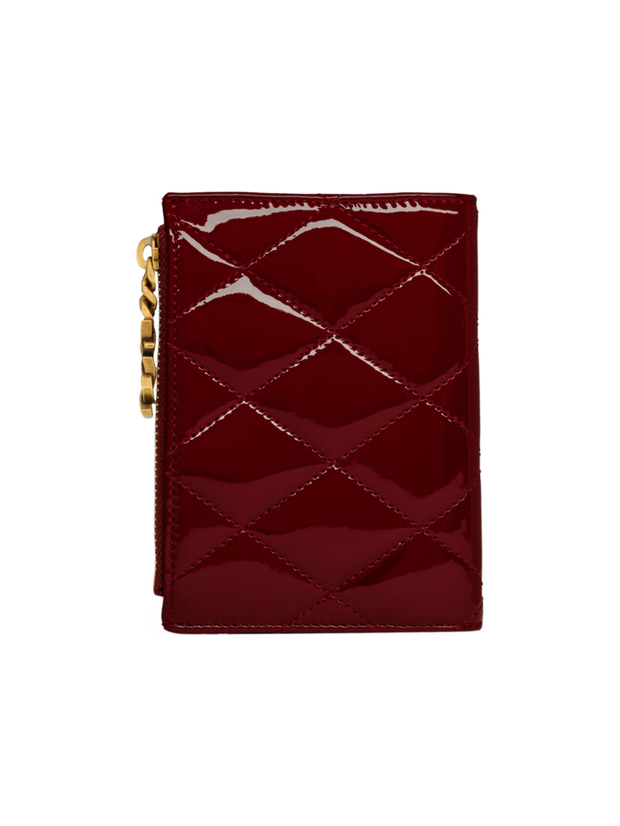 Saint Laurent Women's Cassandre Bijou Bi Fold Wallet in Patent Leather - Grenade