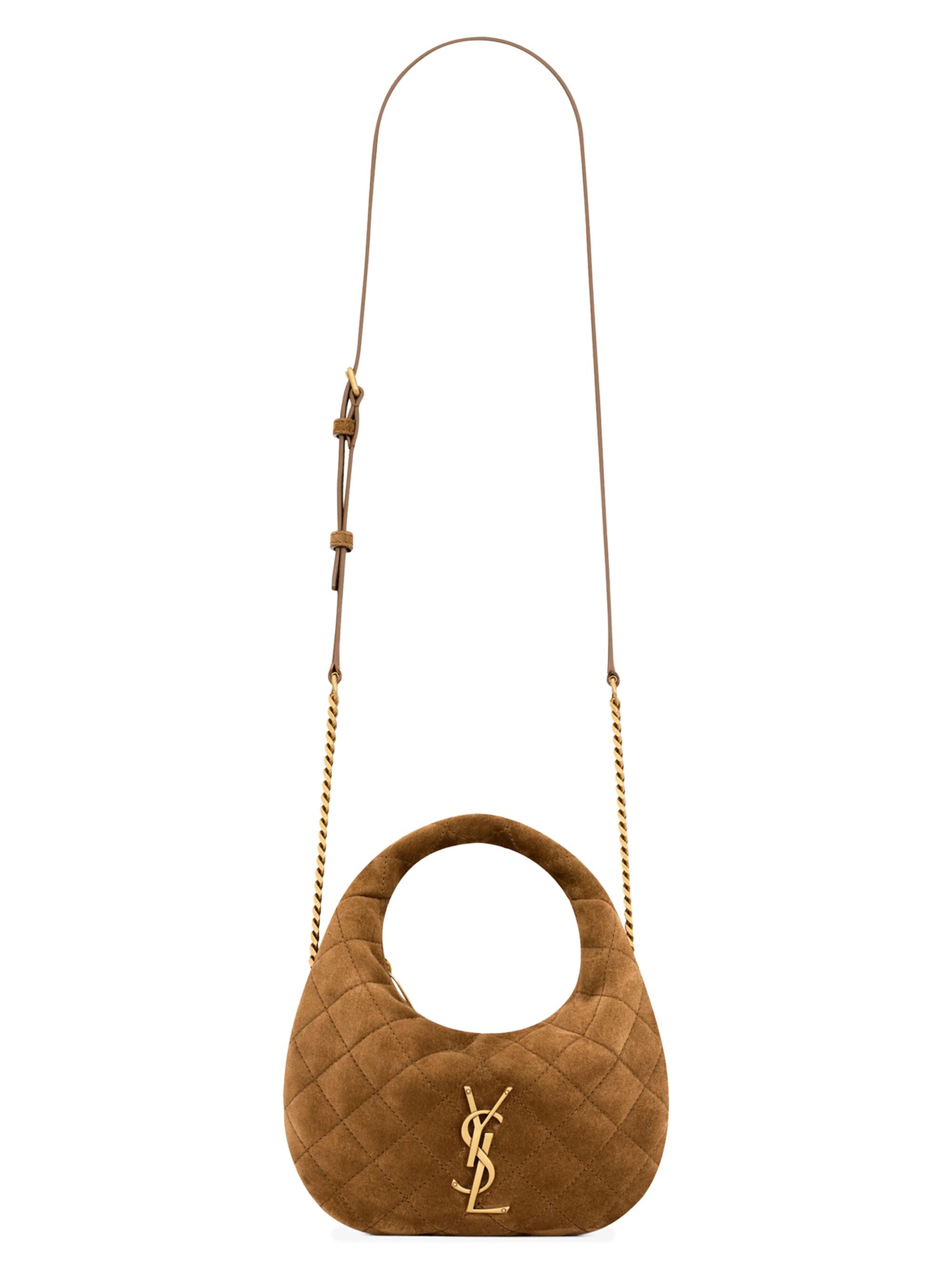 Saint Laurent Women's Icarino Mini Top Handle Bag in Quilted Suede - Caramel Cognac