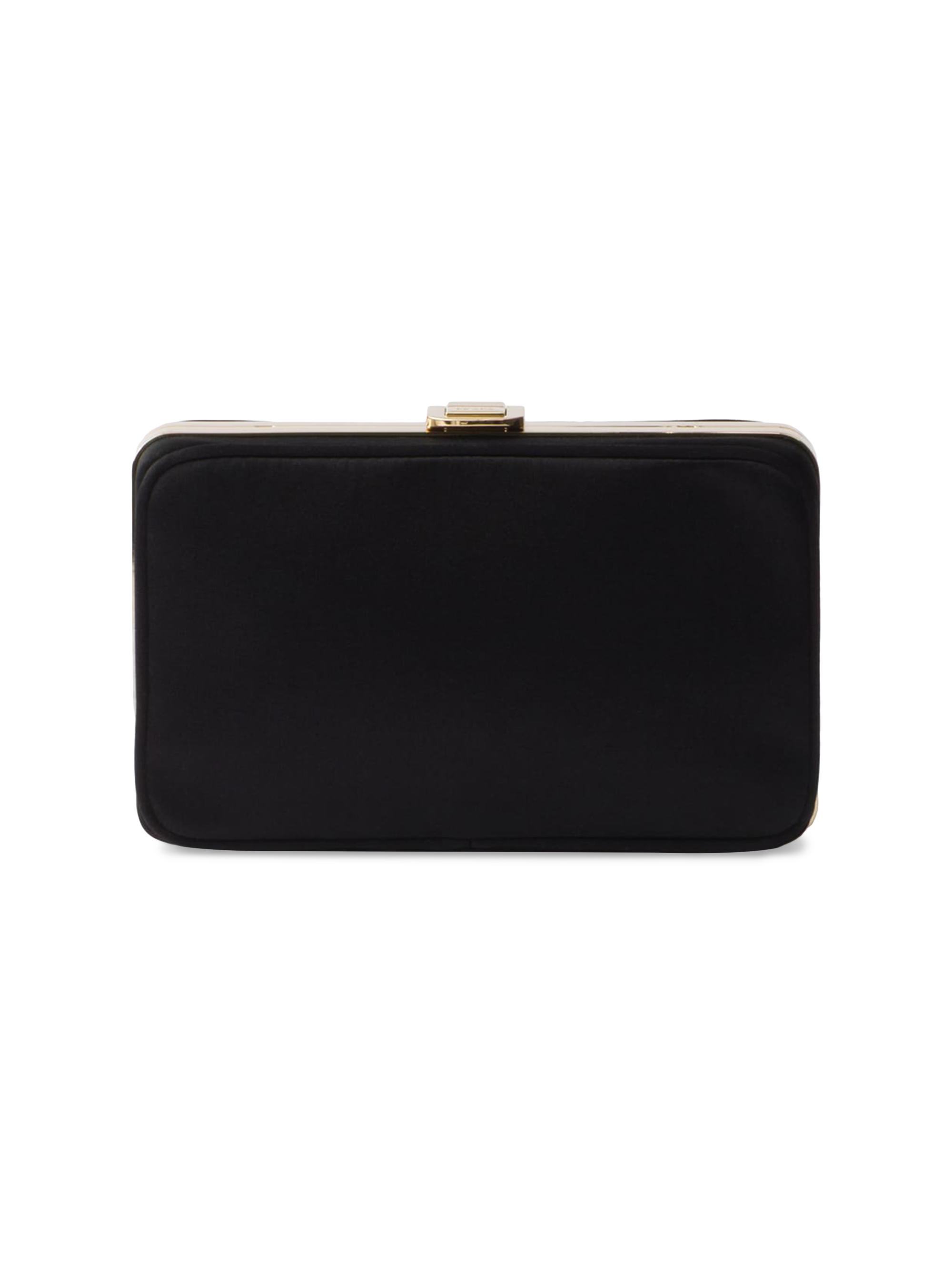 Prada Women's Satin Mini Clutch with Shoulder Strap - Black