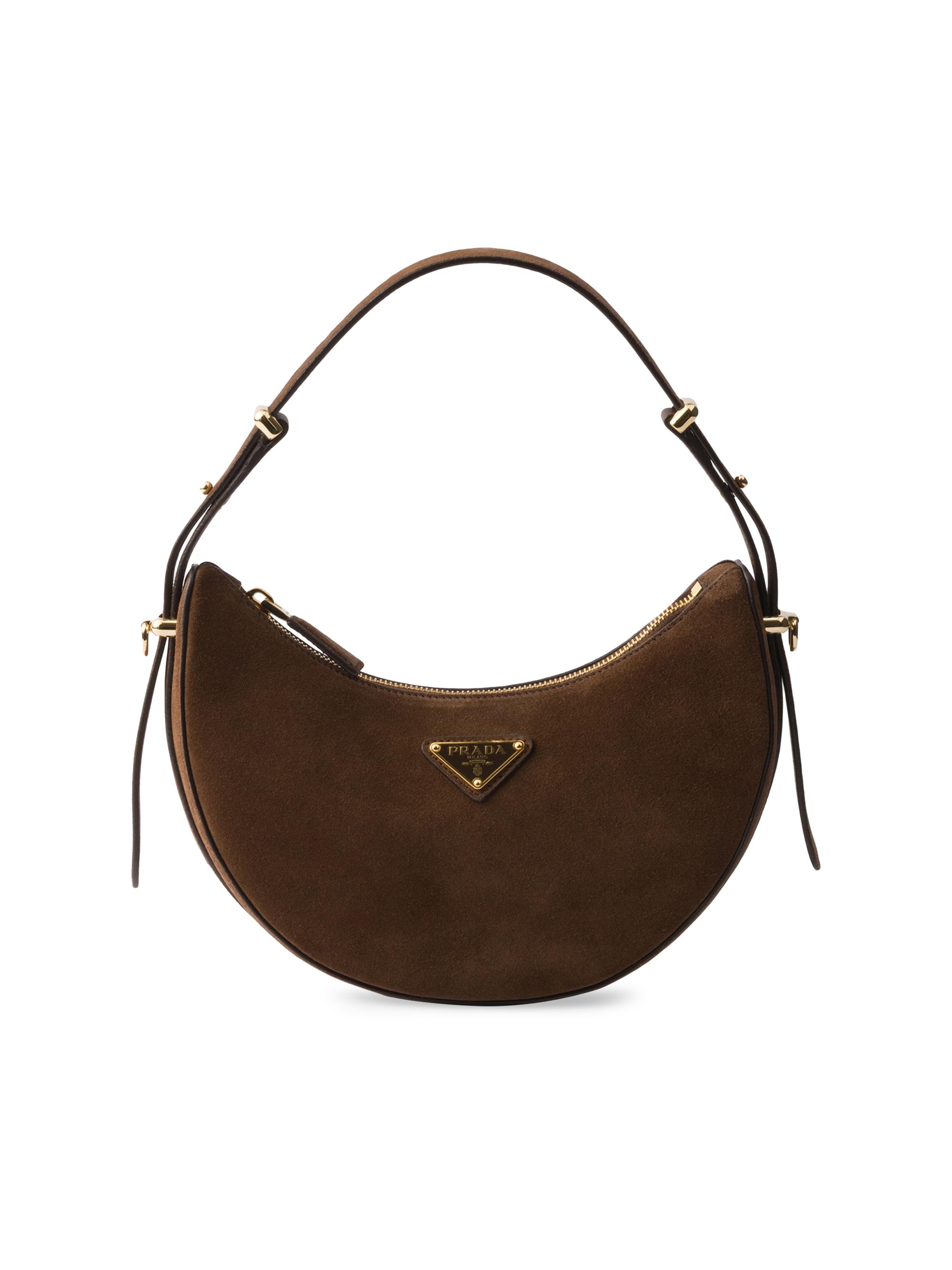 Prada Women's Arque Mini Suede Shoulder Bag - Brown