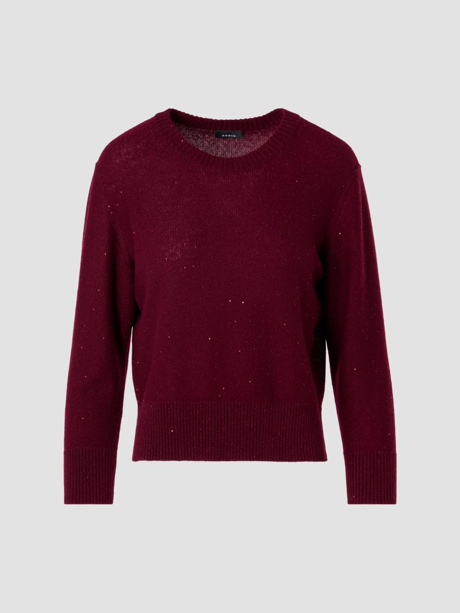Akris Women's Sequin Cashmere Crewneck Sweater In Merlot Red