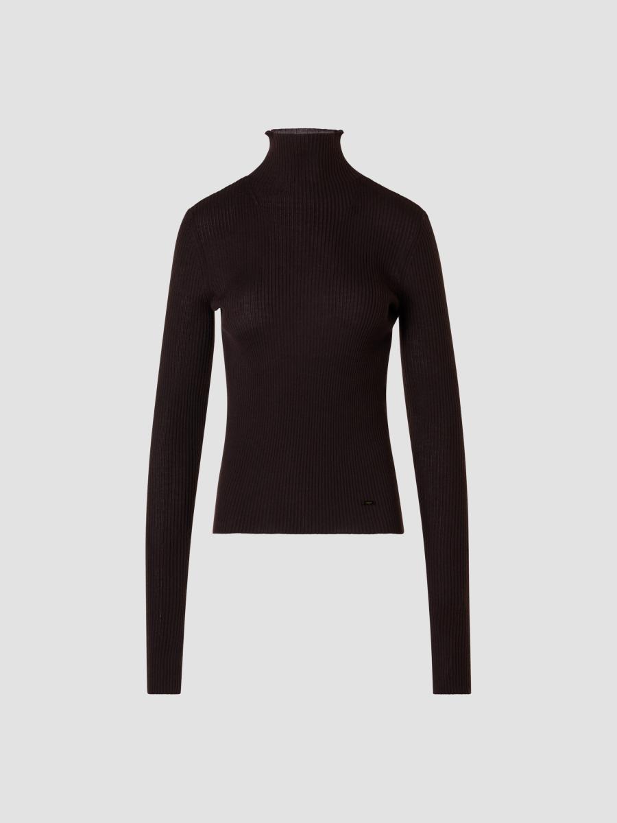 Akris Women's Cashmere-silk Rib-knit Turtleneck Sweater In Coffee