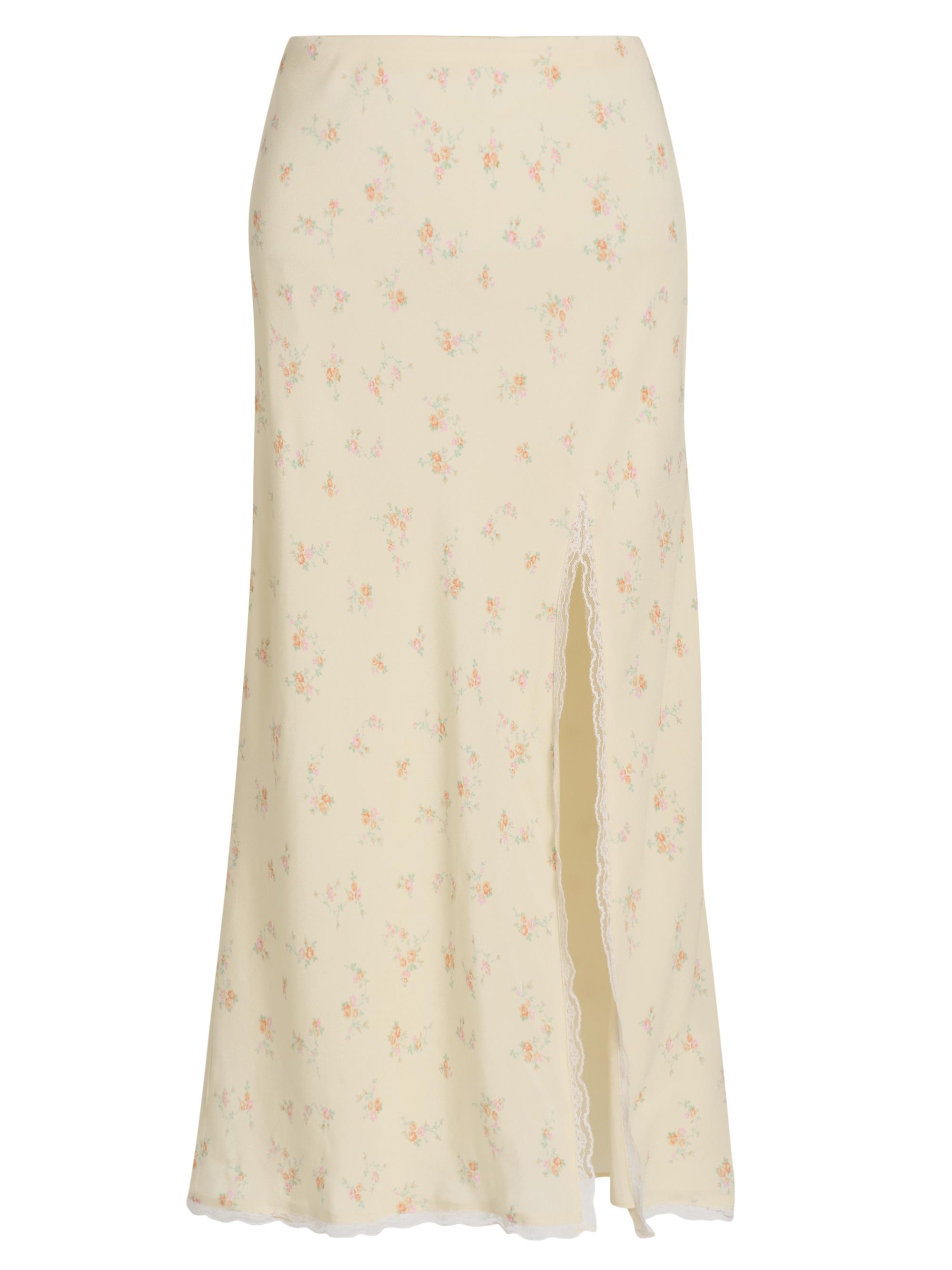 LoveShackFancy Women's Silvia Floral Slit Midi-Skirt - Lemon Haze
