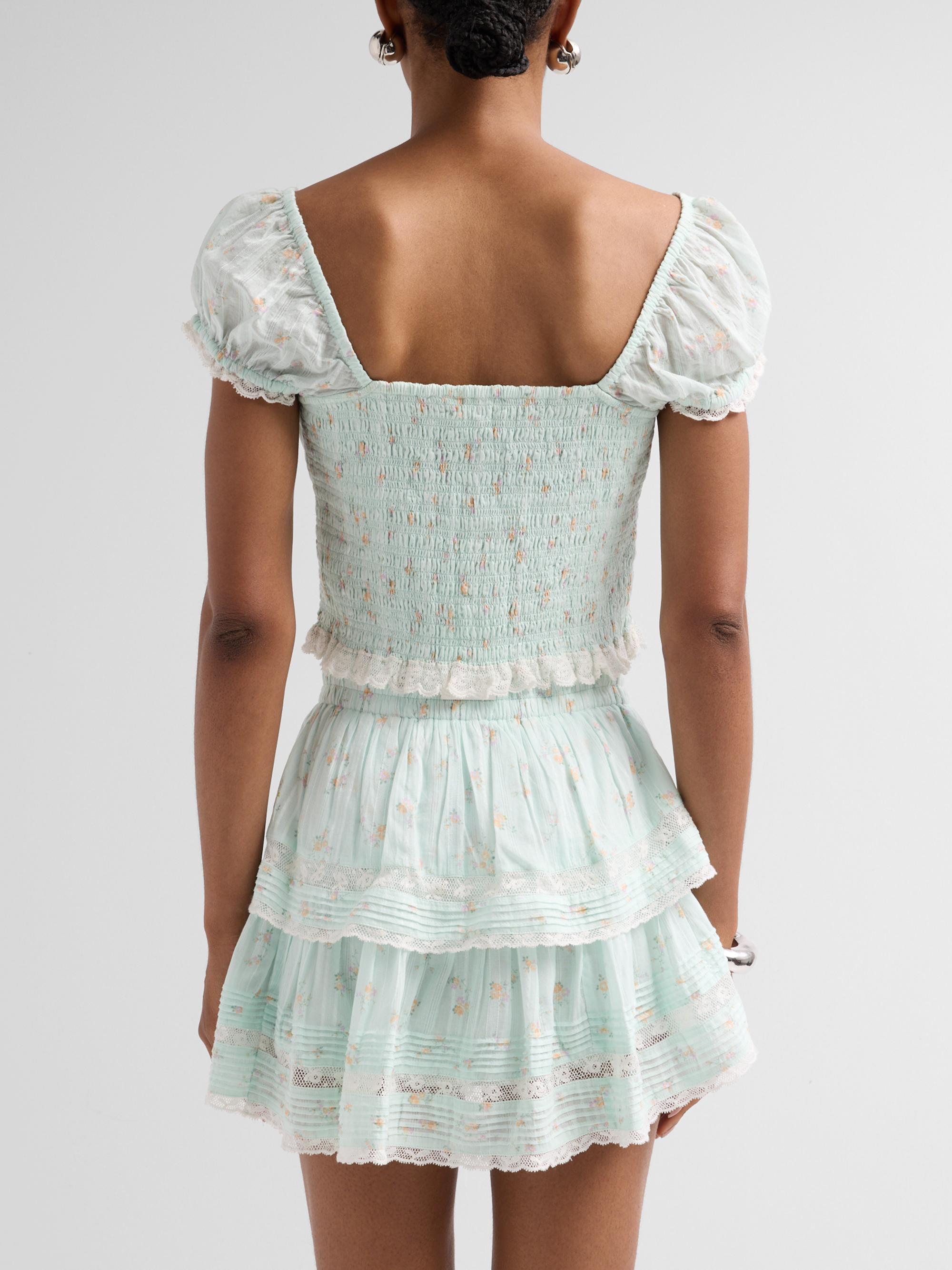 LoveShackFancy Women's Daini Floral Smocked Top - Celadon Drift | Thumbnail 3