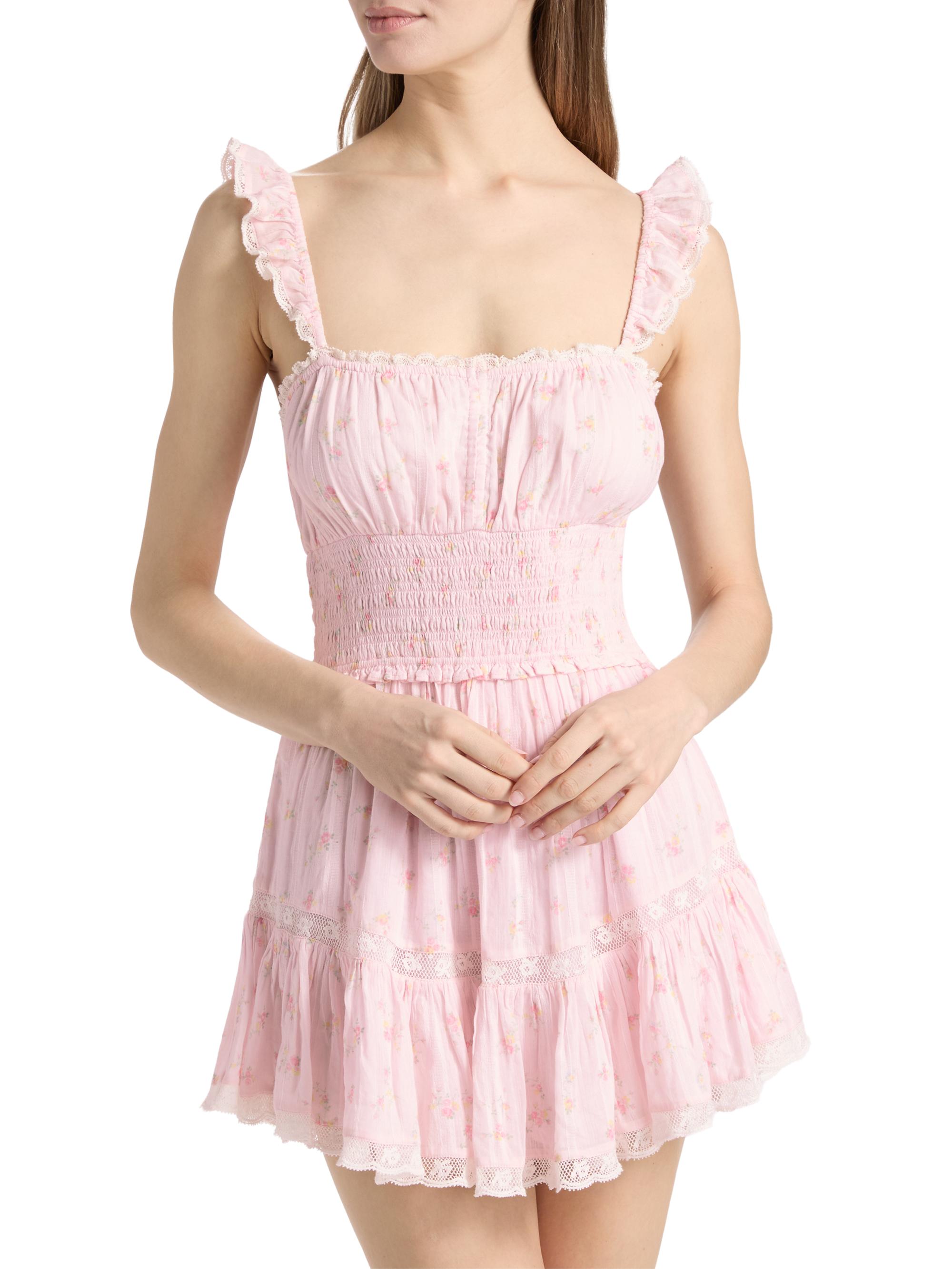 LoveShackFancy Women's Maralina Floral Cotton Minidress - Sweet Nectar | Thumbnail 3