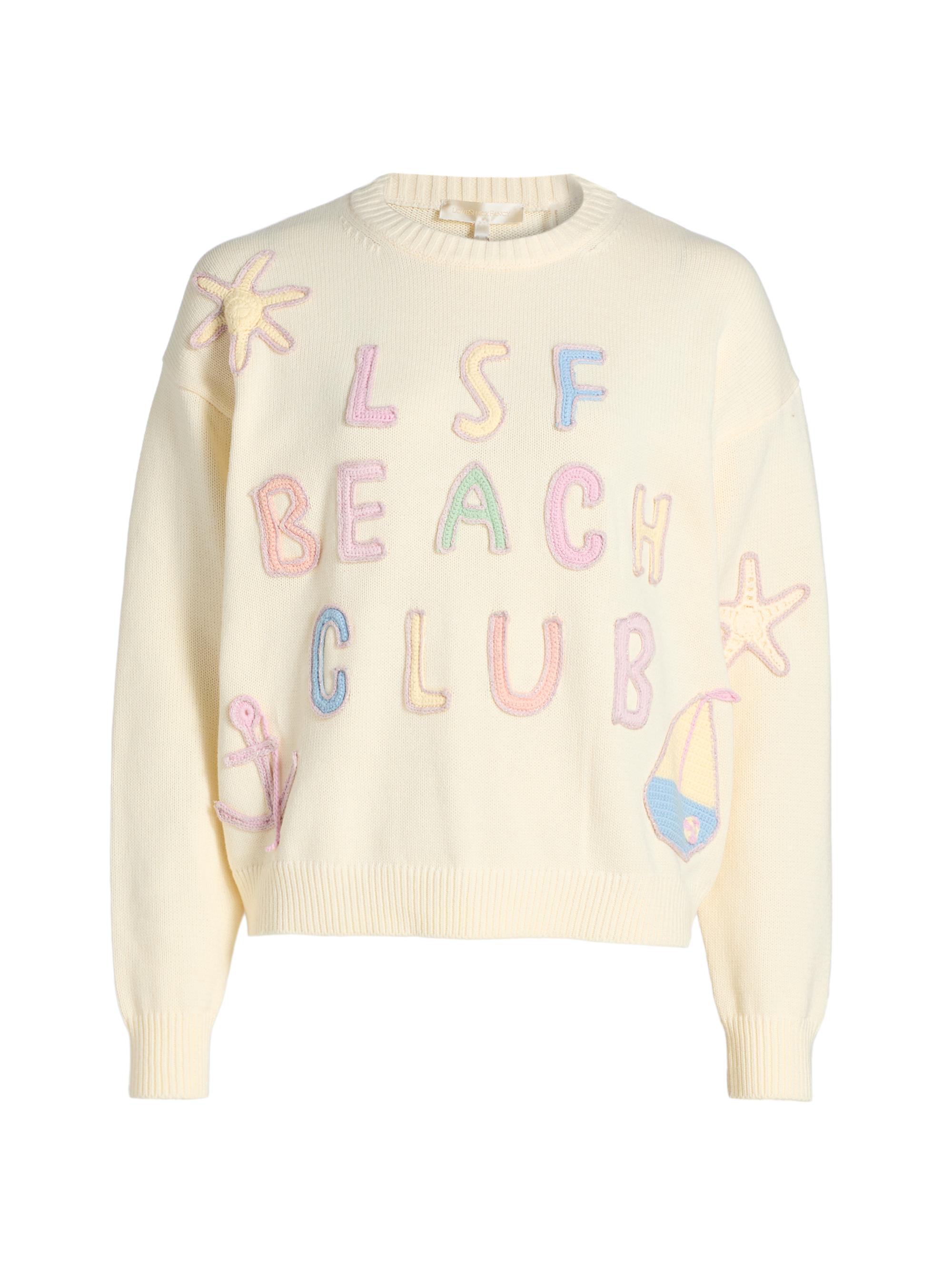 LoveShackFancy Women's Kora Cotton Pullover Sweater - Marine Dusk