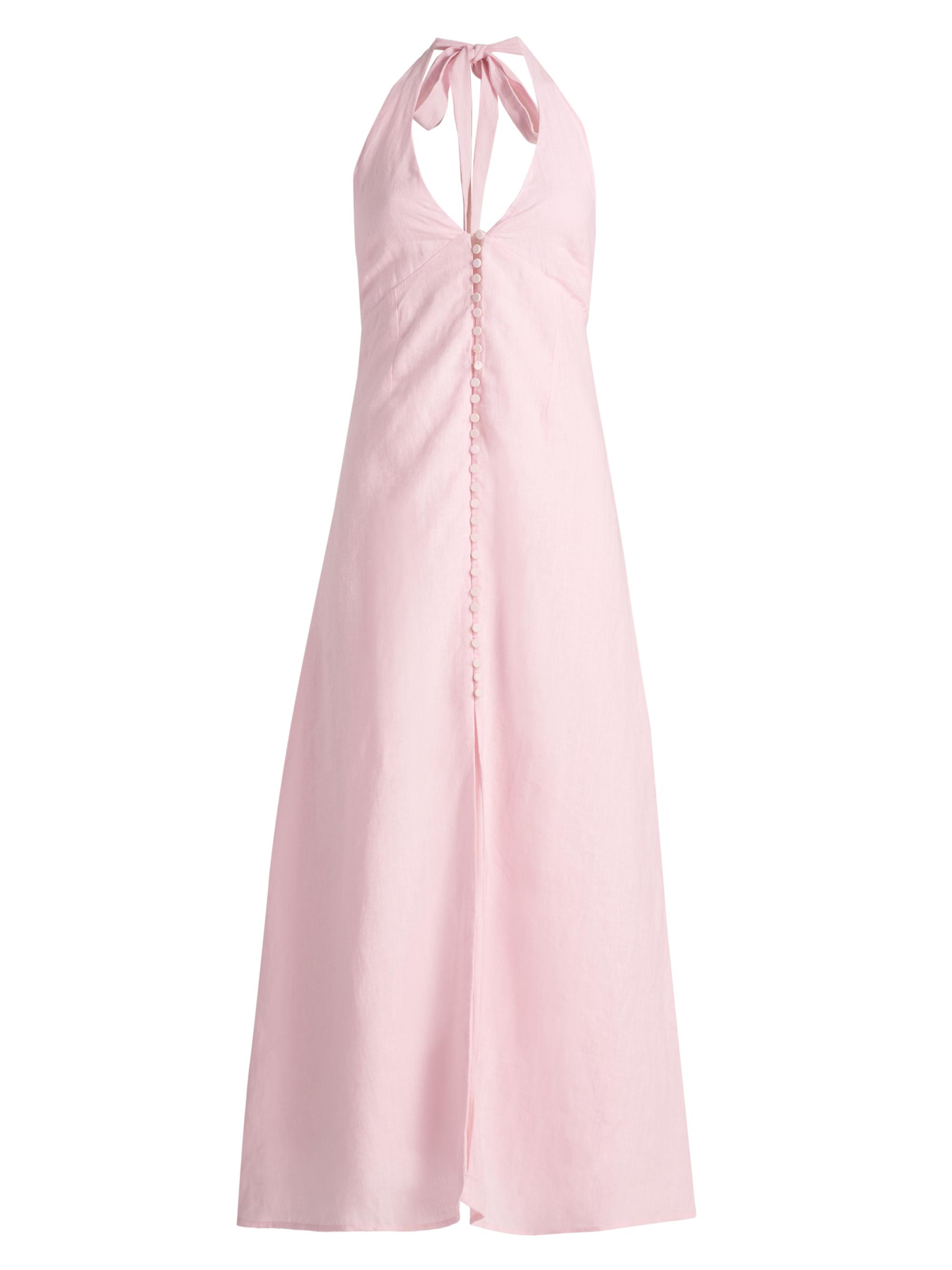 LoveShackFancy Women's Lovis Linen Button-Front Midi-Dress - Potpourri Pink