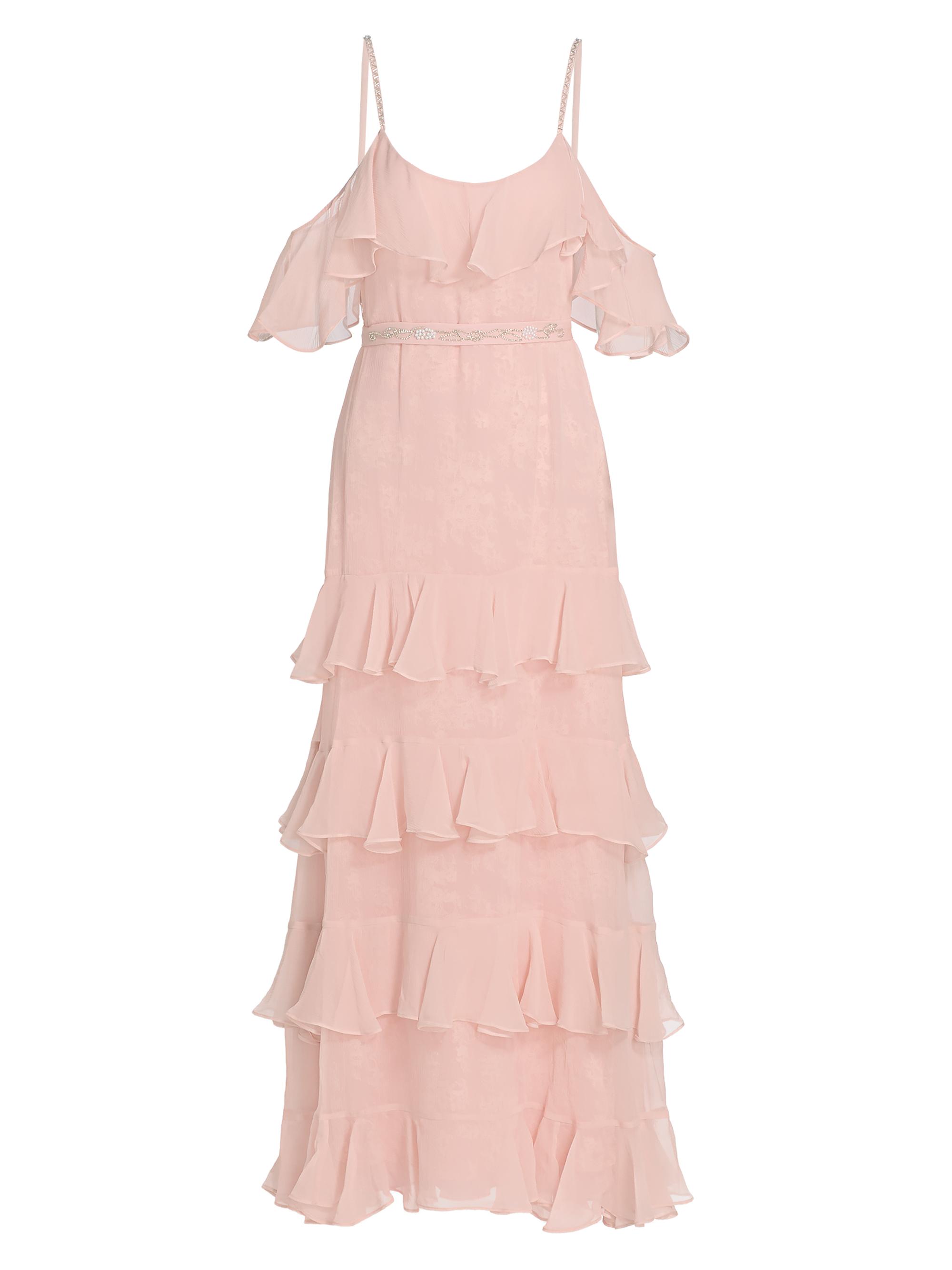LoveShackFancy Women's Laelia Rose-Print Ruffled Silk Maxi Dress - Pale Mauve