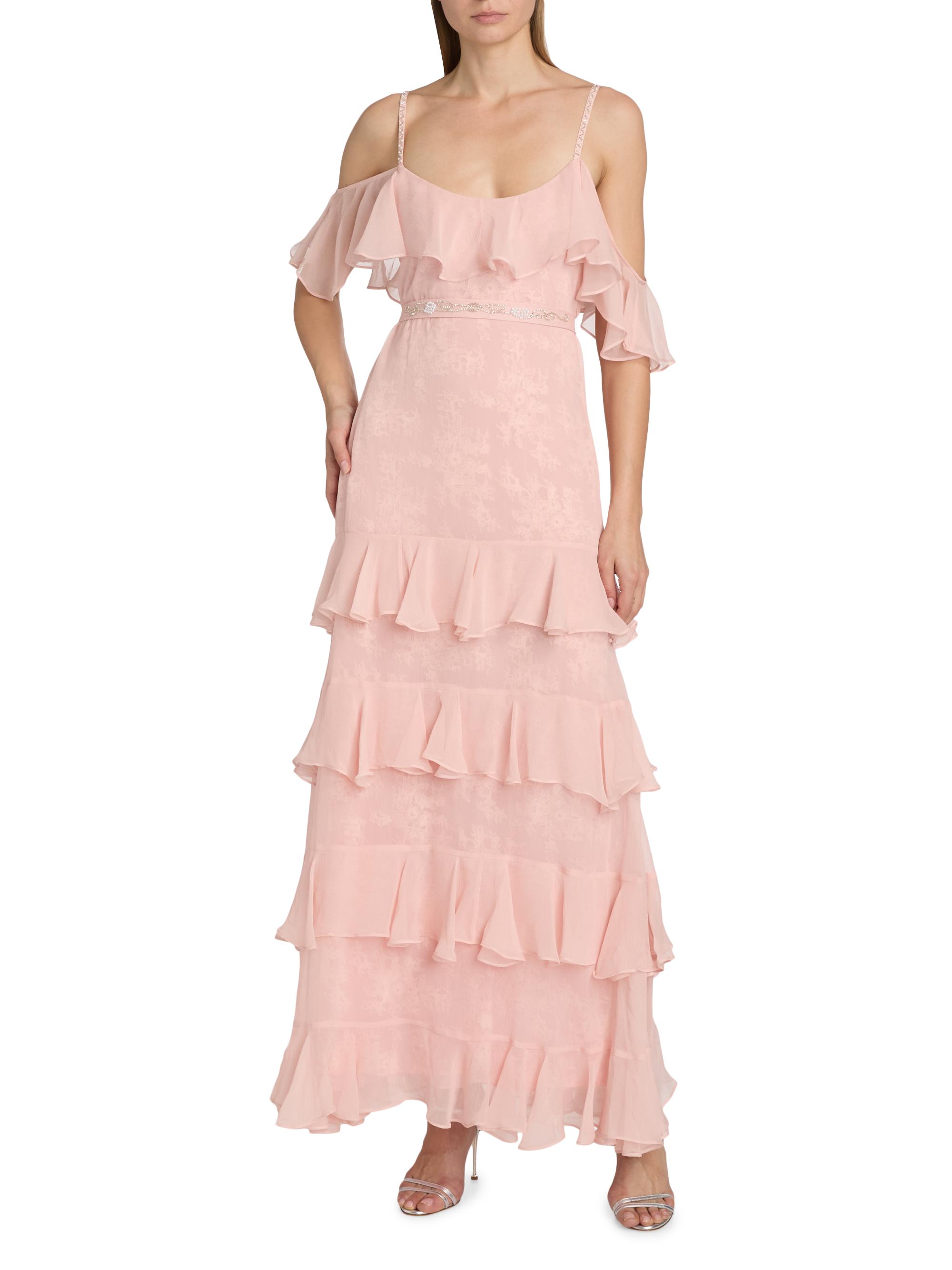 LoveShackFancy Women's Laelia Rose-Print Ruffled Silk Maxi Dress - Pale Mauve | Thumbnail 3